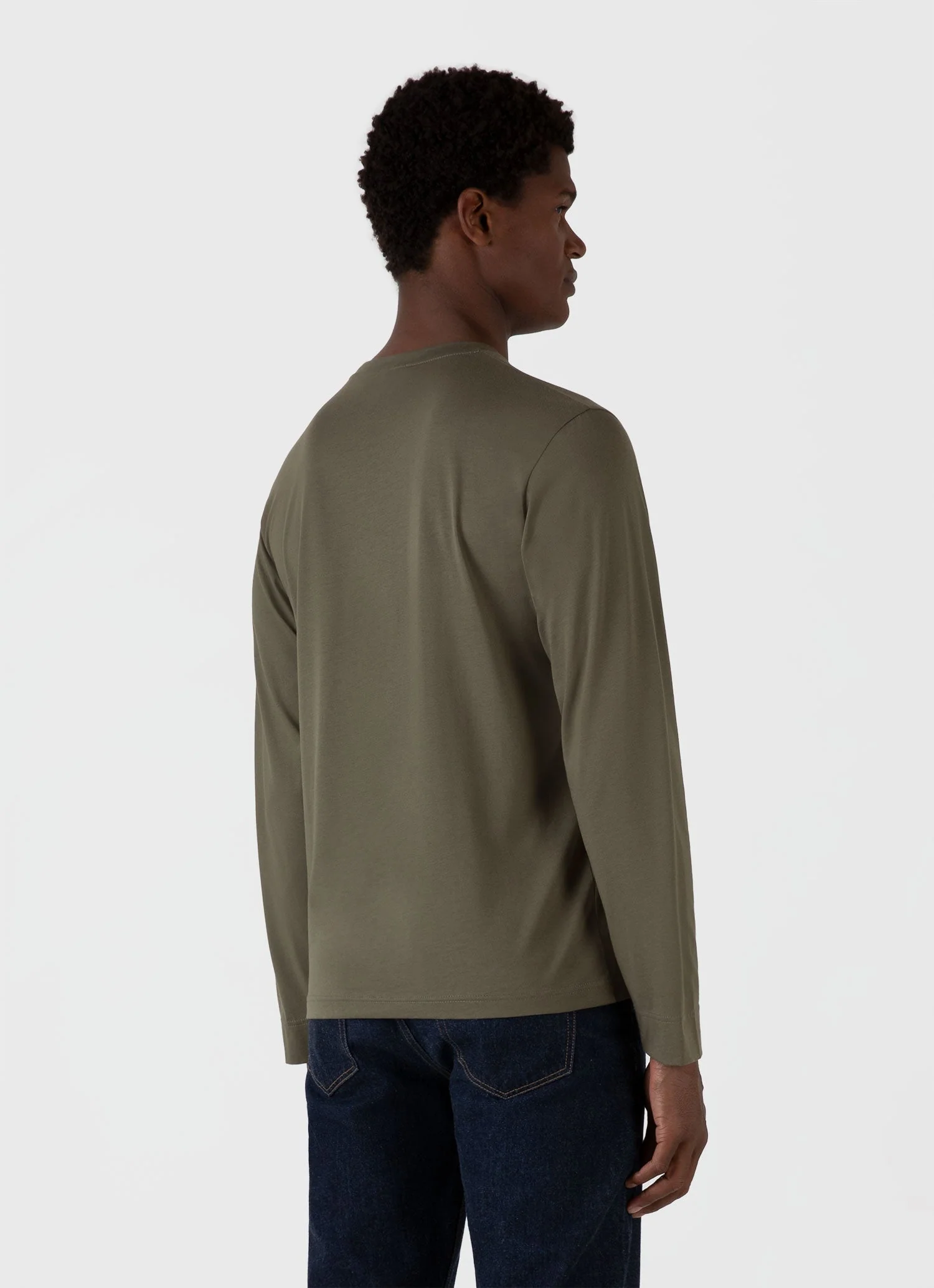 Men's Long Sleeve Riviera Midweight T-shirt in Khaki - Image 5