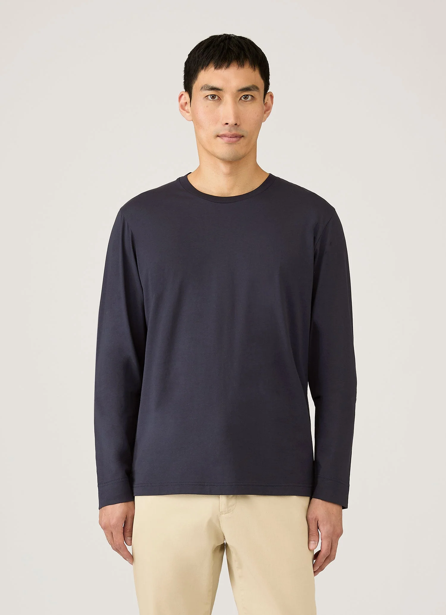 Men's Long Sleeve Riviera Midweight T‑shirt in Navy - Image 2