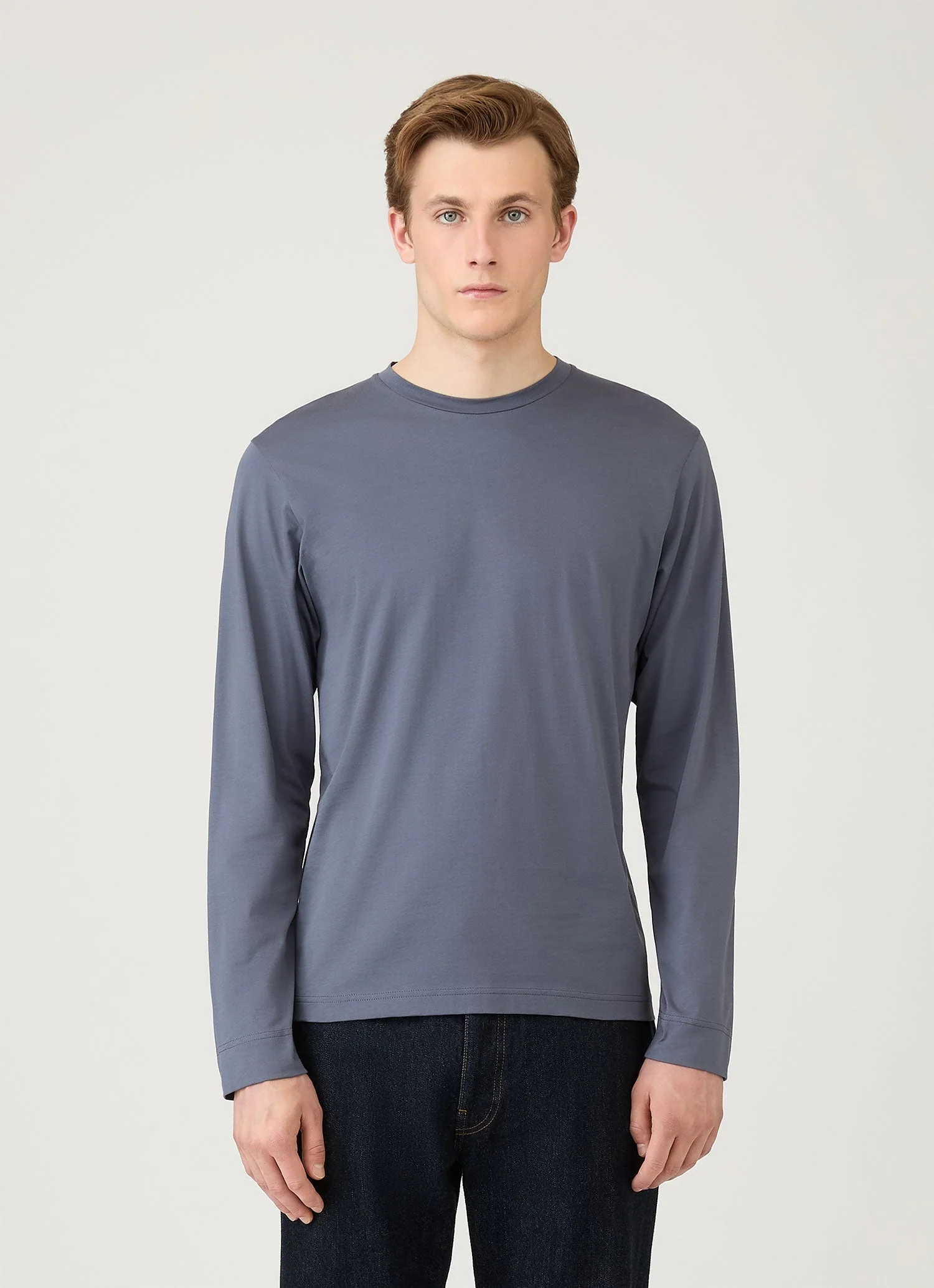Men's Long Sleeve Riviera Midweight T-shirt in Slate Blue - Image 2