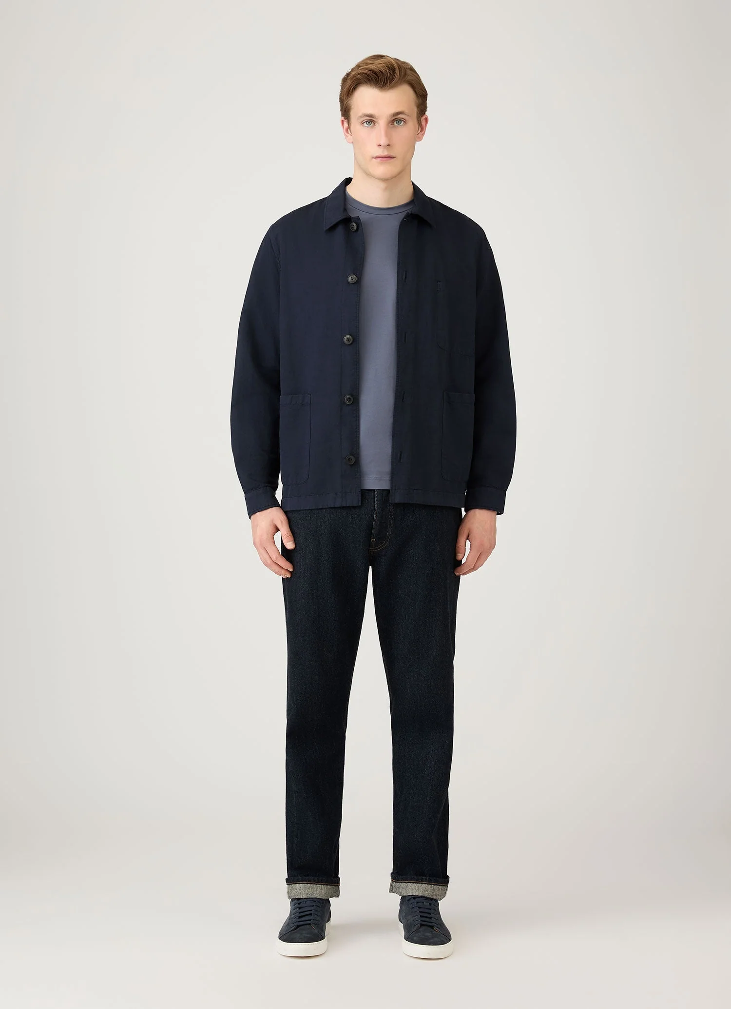 Men's Long Sleeve Riviera Midweight T-shirt in Slate Blue - Image 3