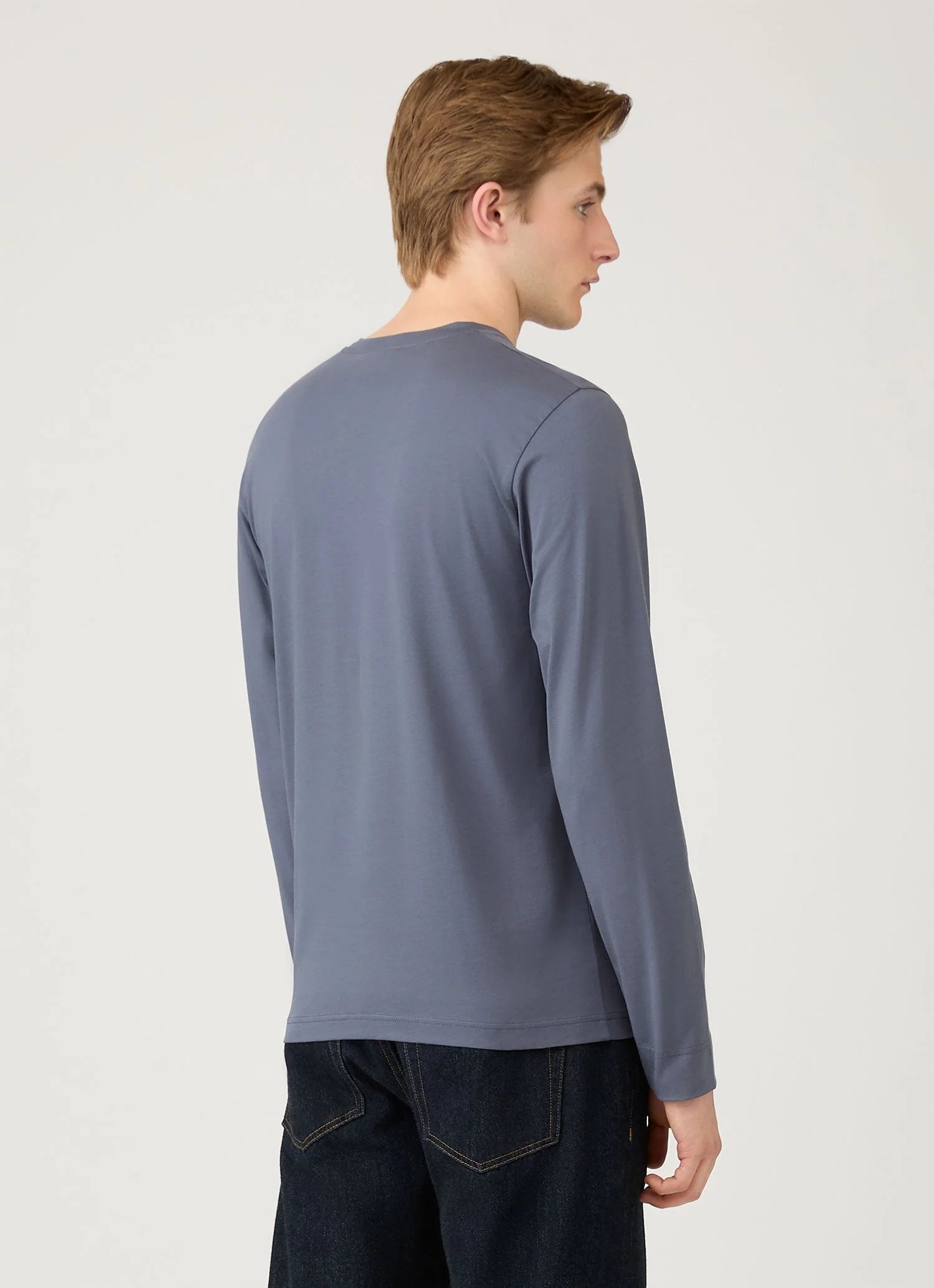 Men's Long Sleeve Riviera Midweight T-shirt in Slate Blue - Image 5