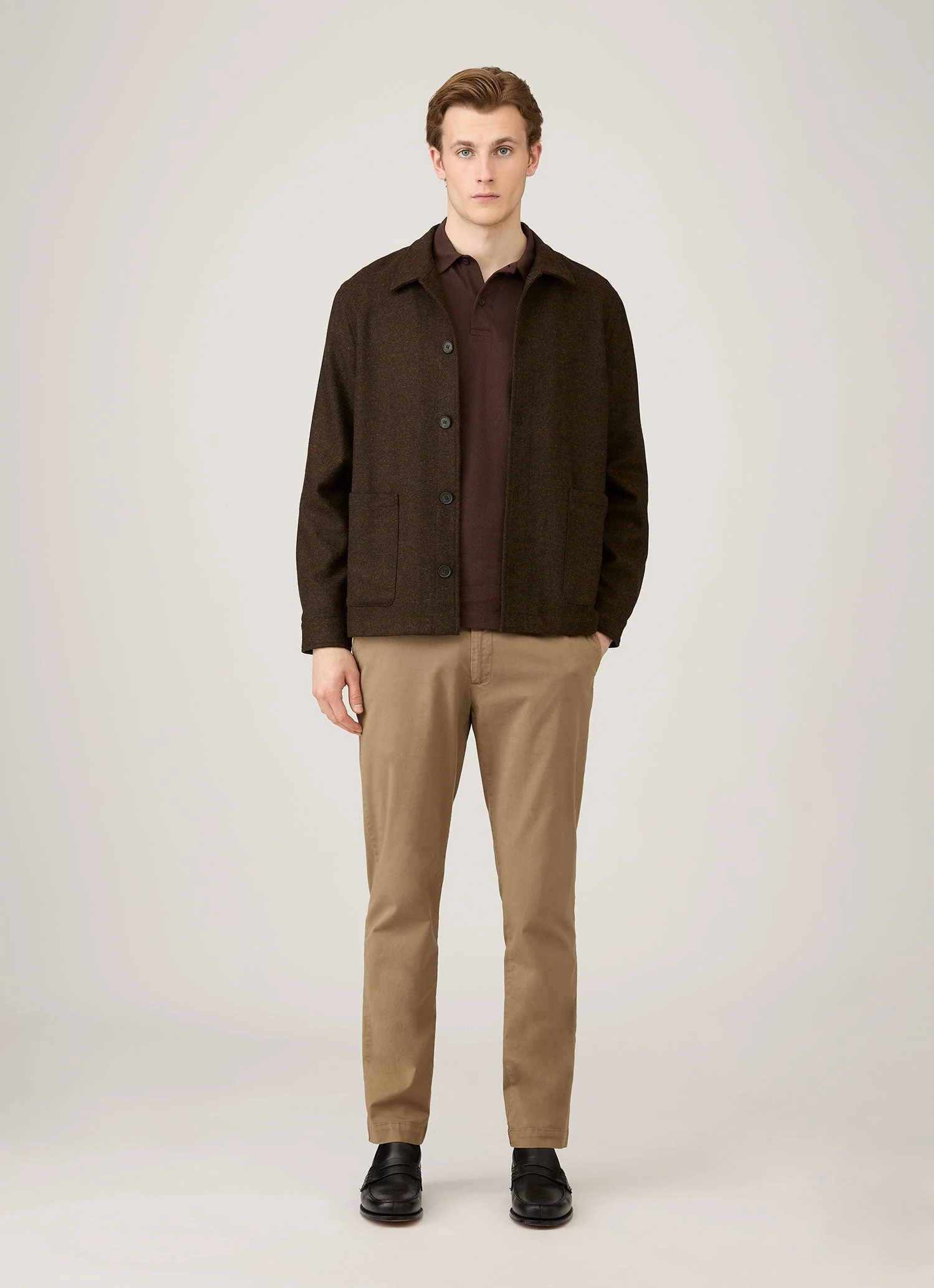 Men's Long Sleeve Riviera Polo Shirt in Bakelite - Image 3