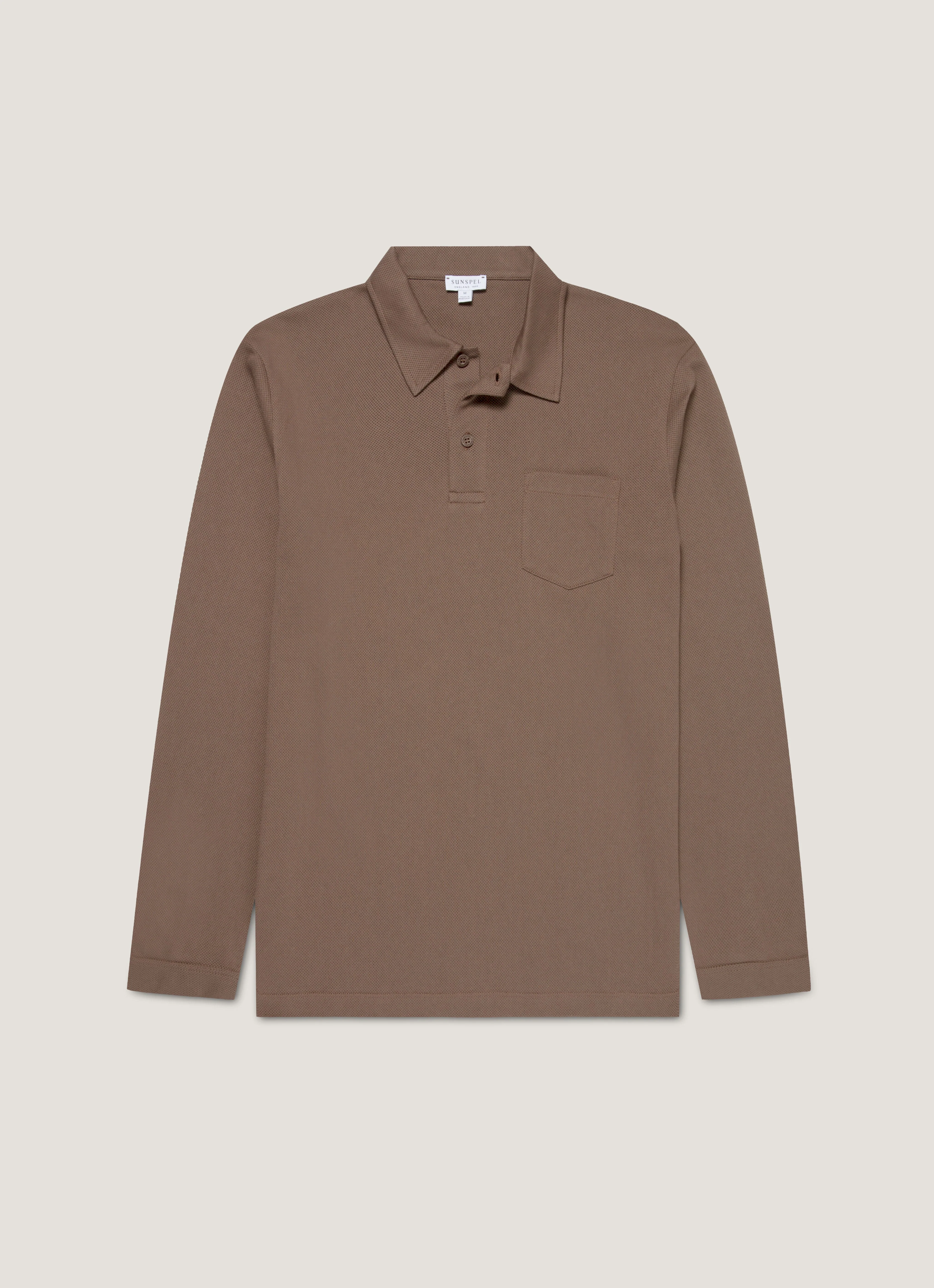 Men's Long Sleeve Riviera Polo Shirt in Bark