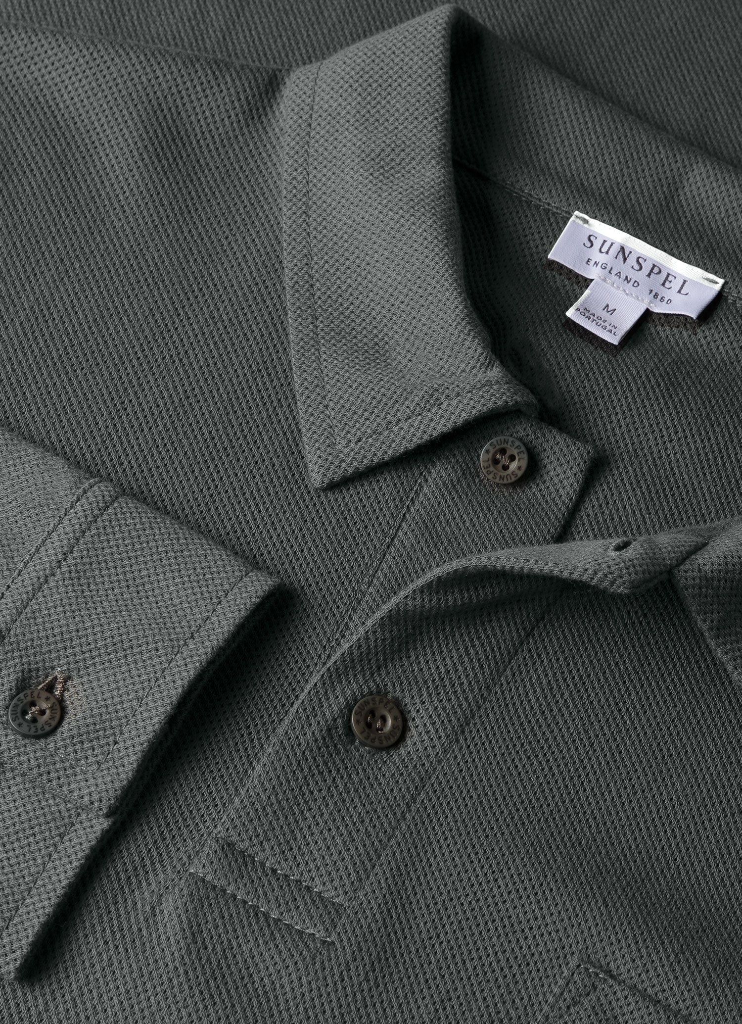 Men's Long Sleeve Riviera Polo Shirt in Drill Green - Image 4