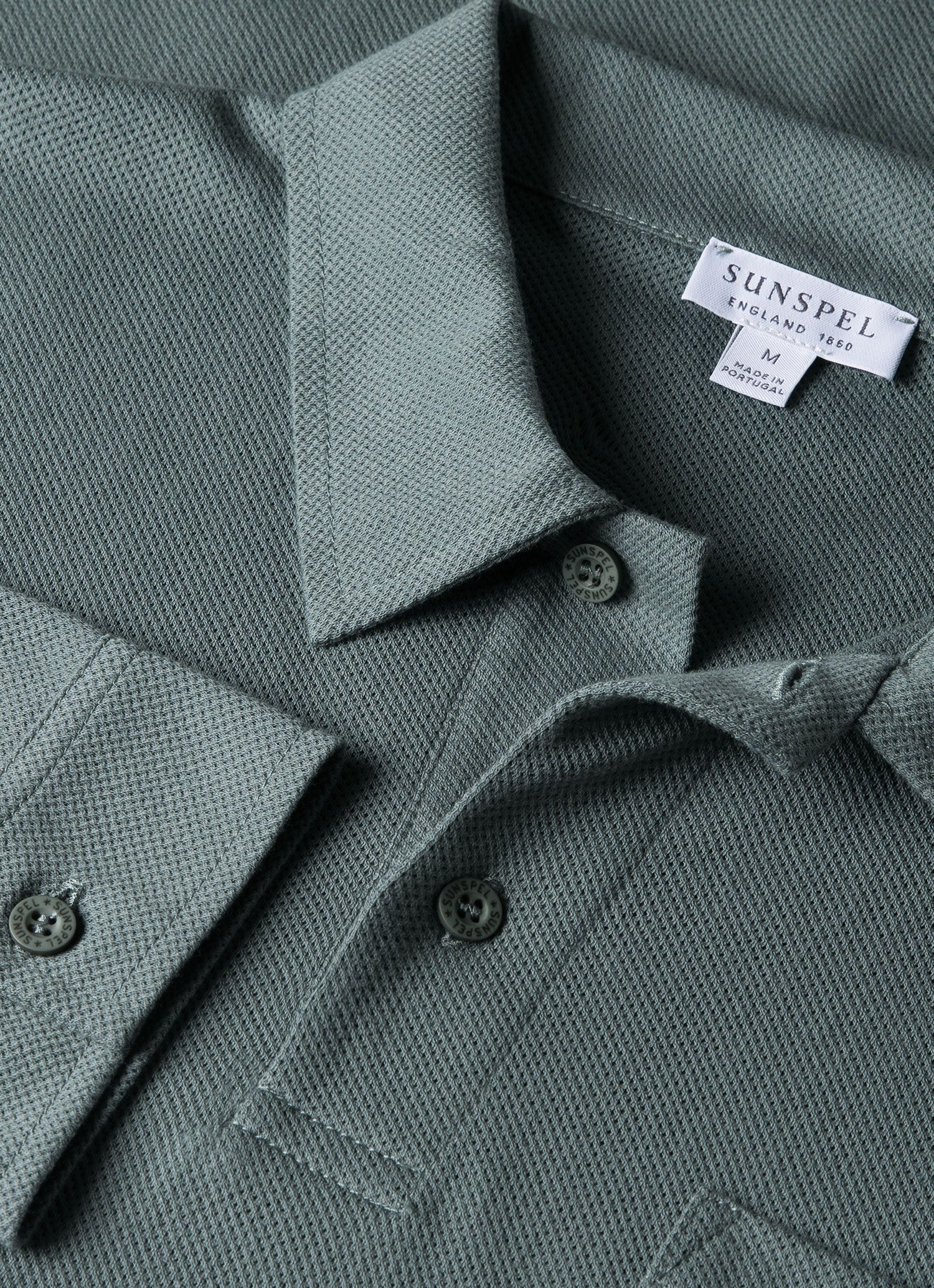 Men's Long Sleeve Riviera Polo Shirt in Smoke Green - Image 4