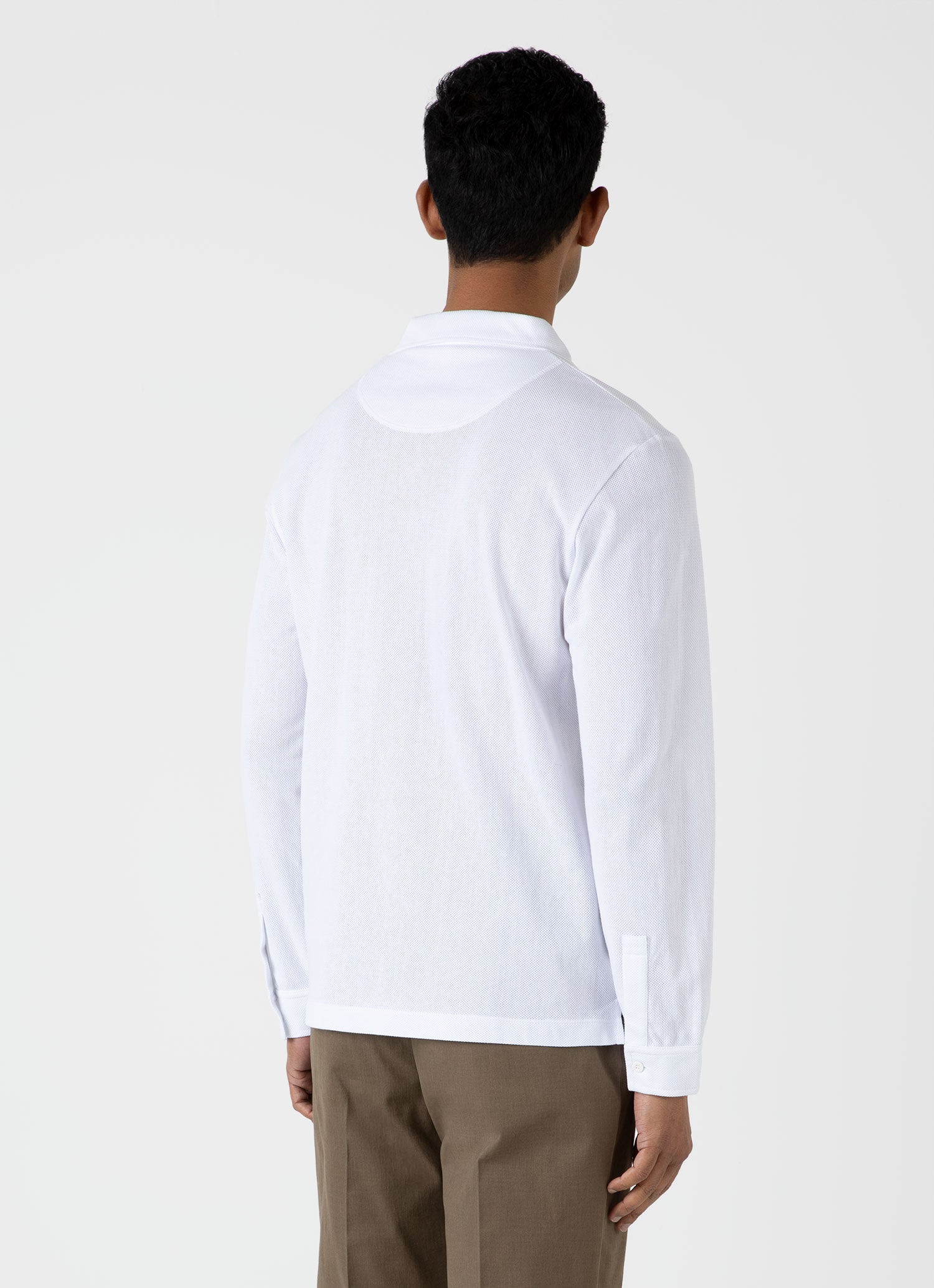 Men's Long Sleeve Riviera Polo Shirt in White - Image 5