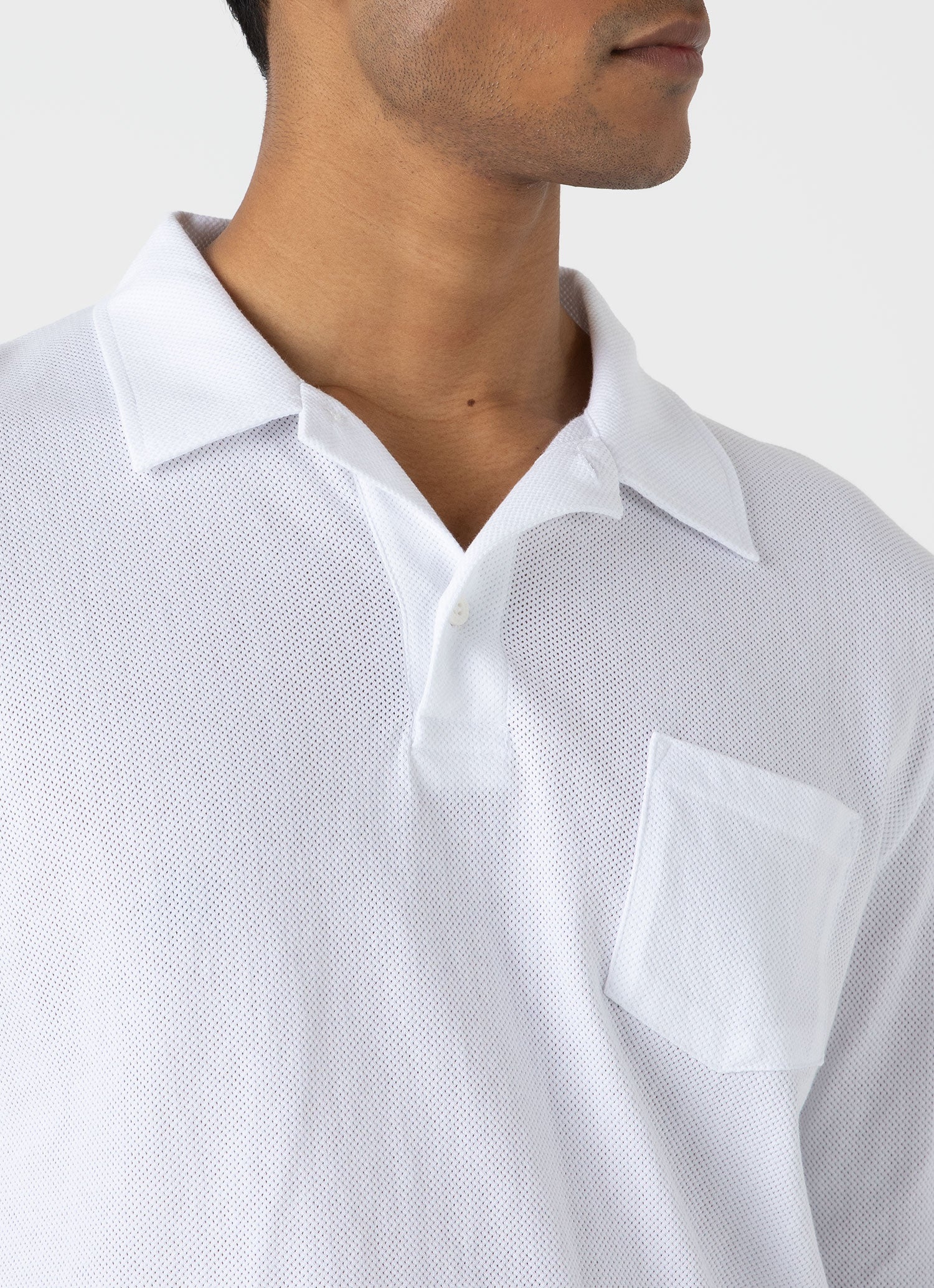 Men's Long Sleeve Riviera Polo Shirt in White - Image 6