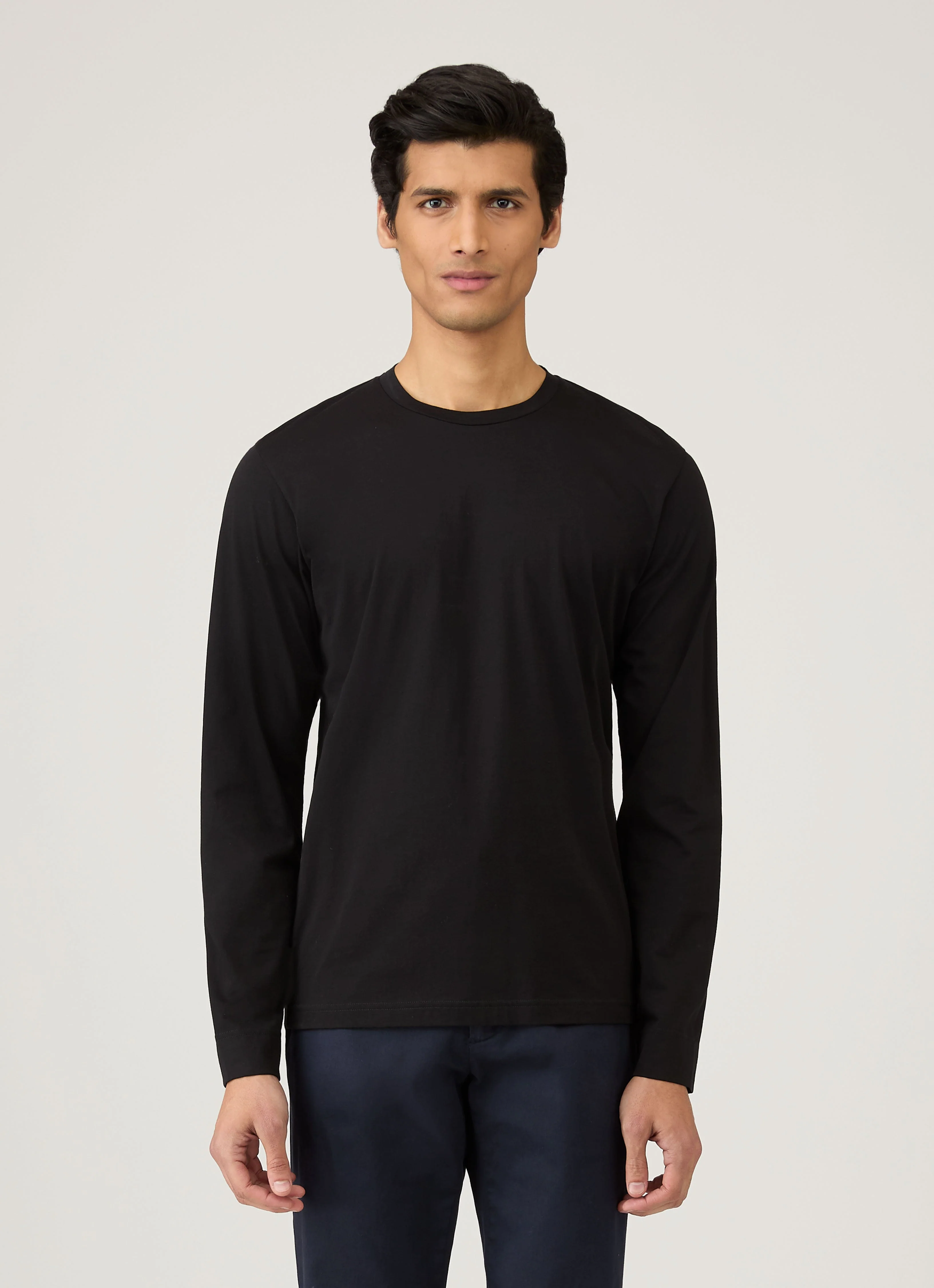 Men's Long Sleeve Riviera T-shirt in Black - Image 2