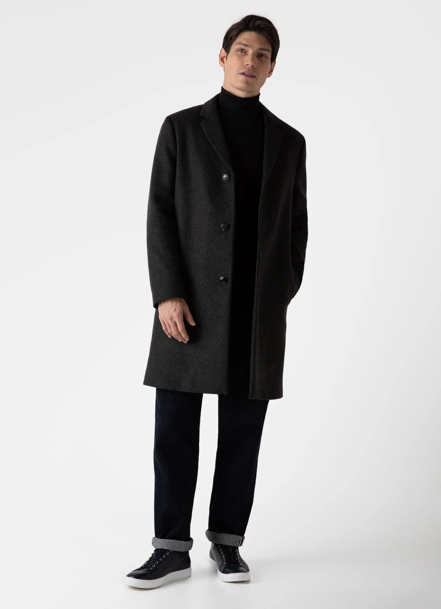 Men's Long Sleeve Roll Neck in Black - Image 3