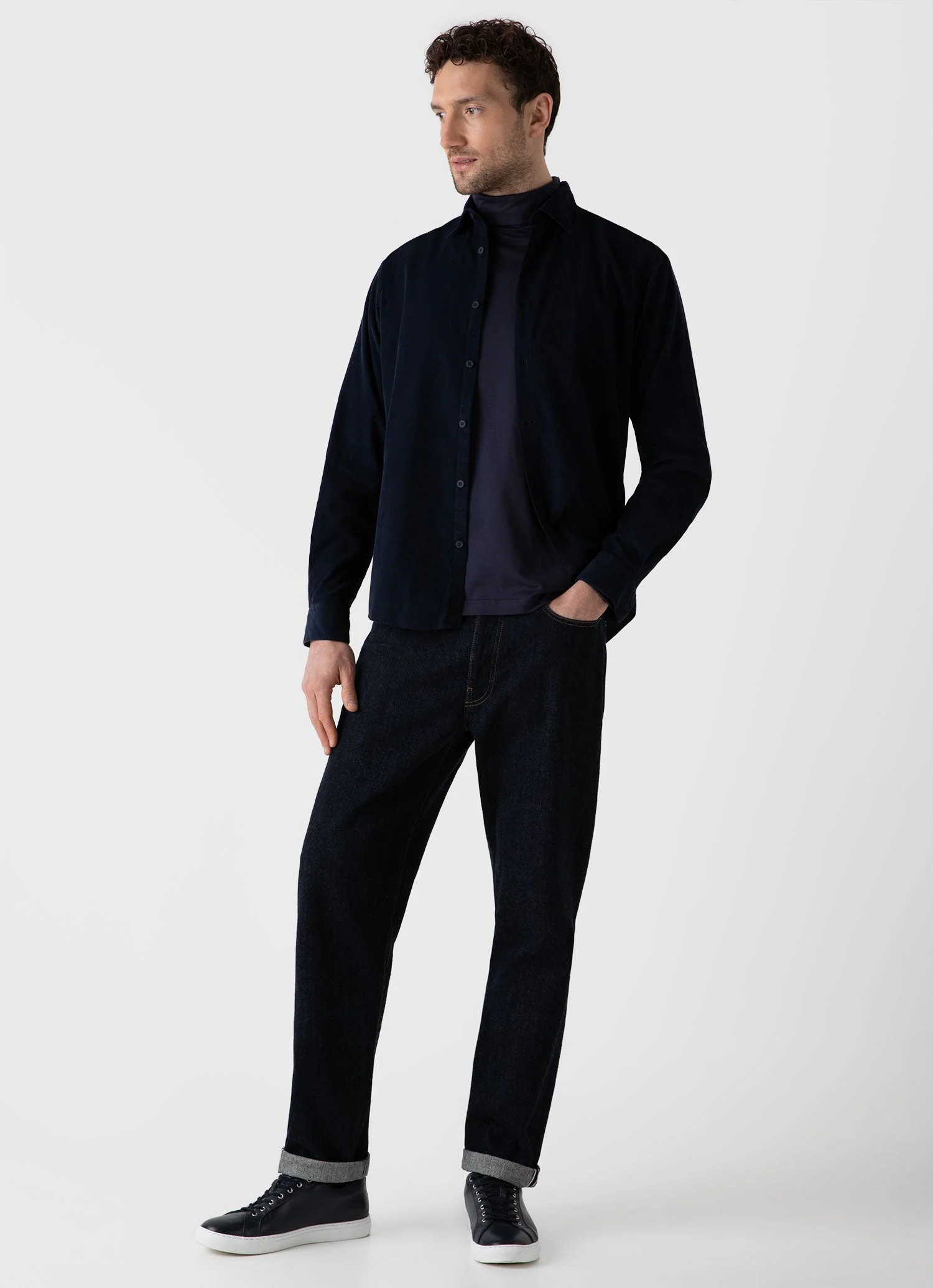 Men's Long Sleeve Roll Neck in Navy - Image 3