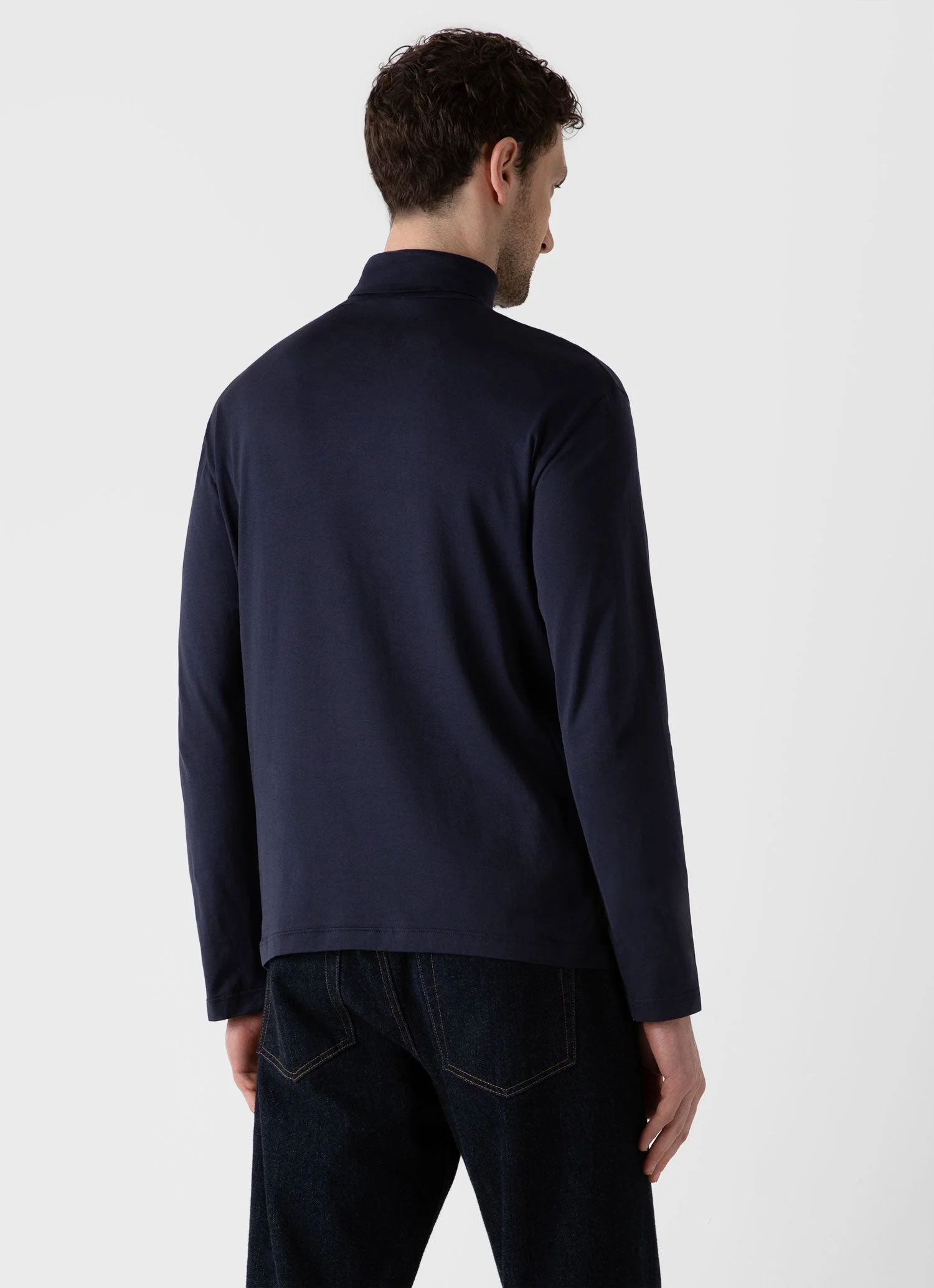 Men's Long Sleeve Roll Neck in Navy - Image 5