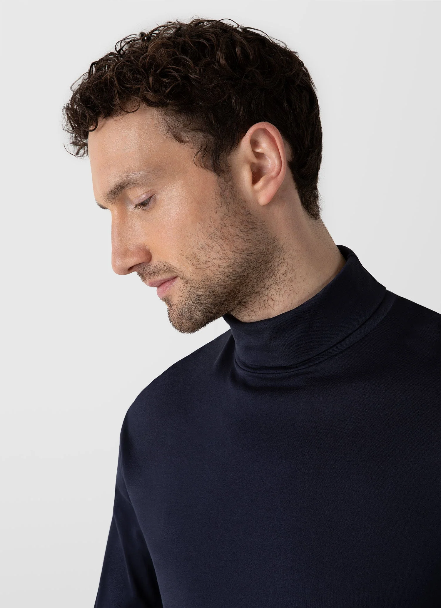 Men's Long Sleeve Roll Neck in Navy - Image 6