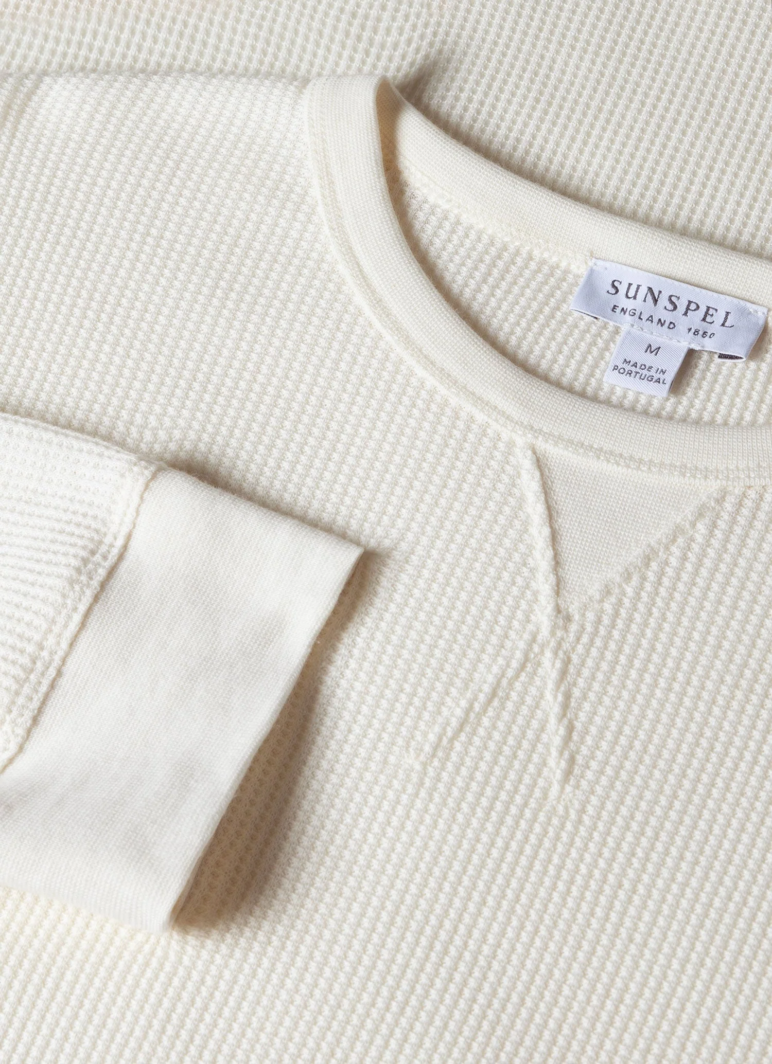 Men's Long Sleeve Waffle T-shirt in Ecru - Image 4