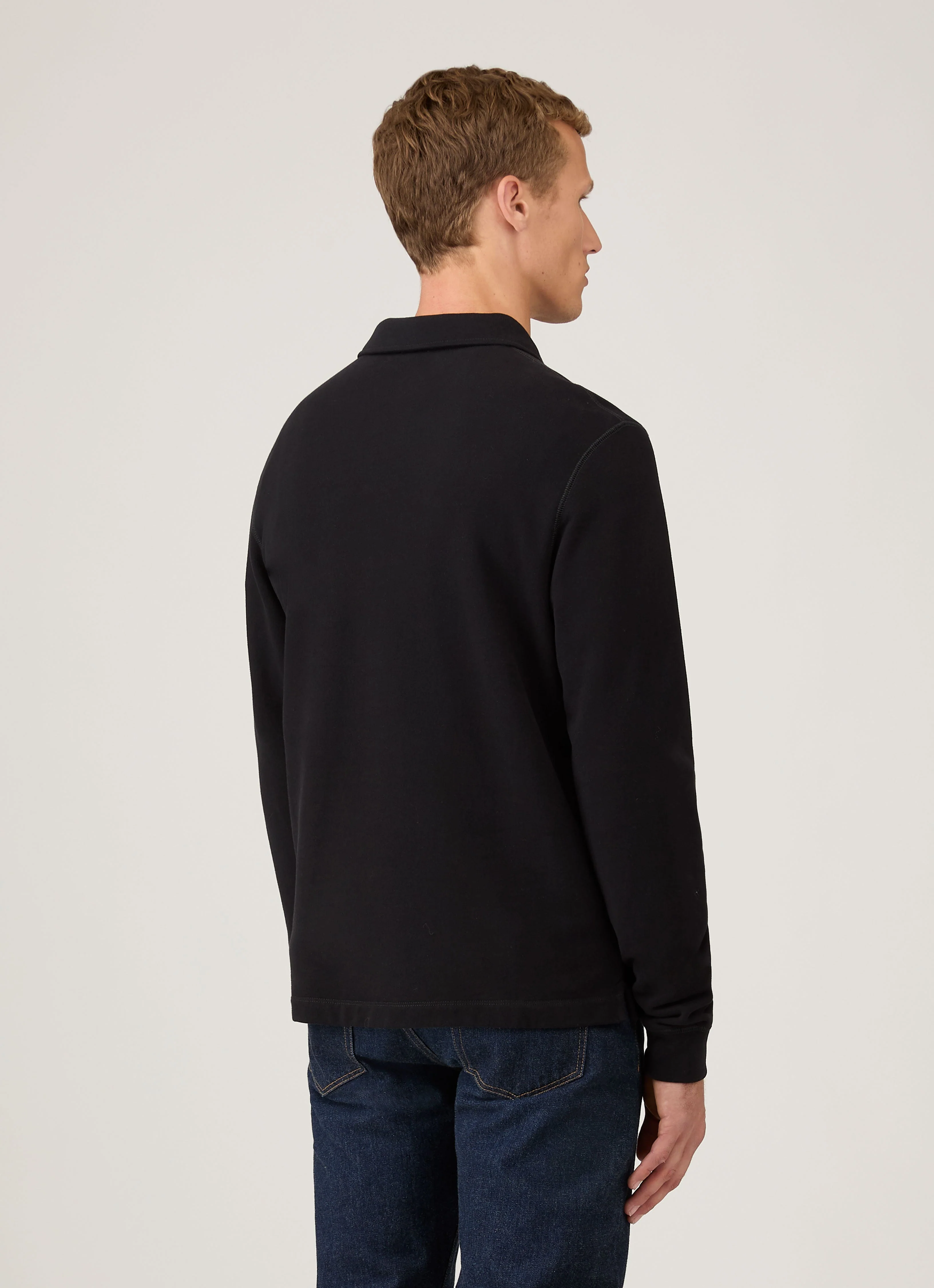 Men's Loopback Polo Sweatshirt in Black - Image 5