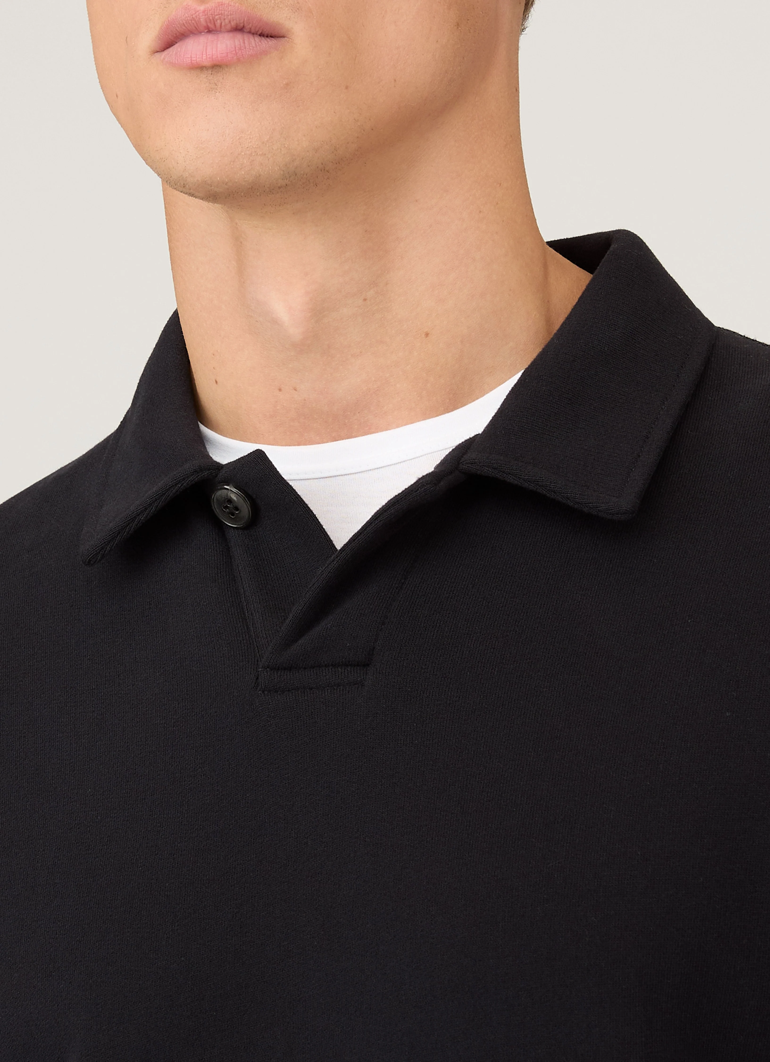 Men's Loopback Polo Sweatshirt in Black - Image 6