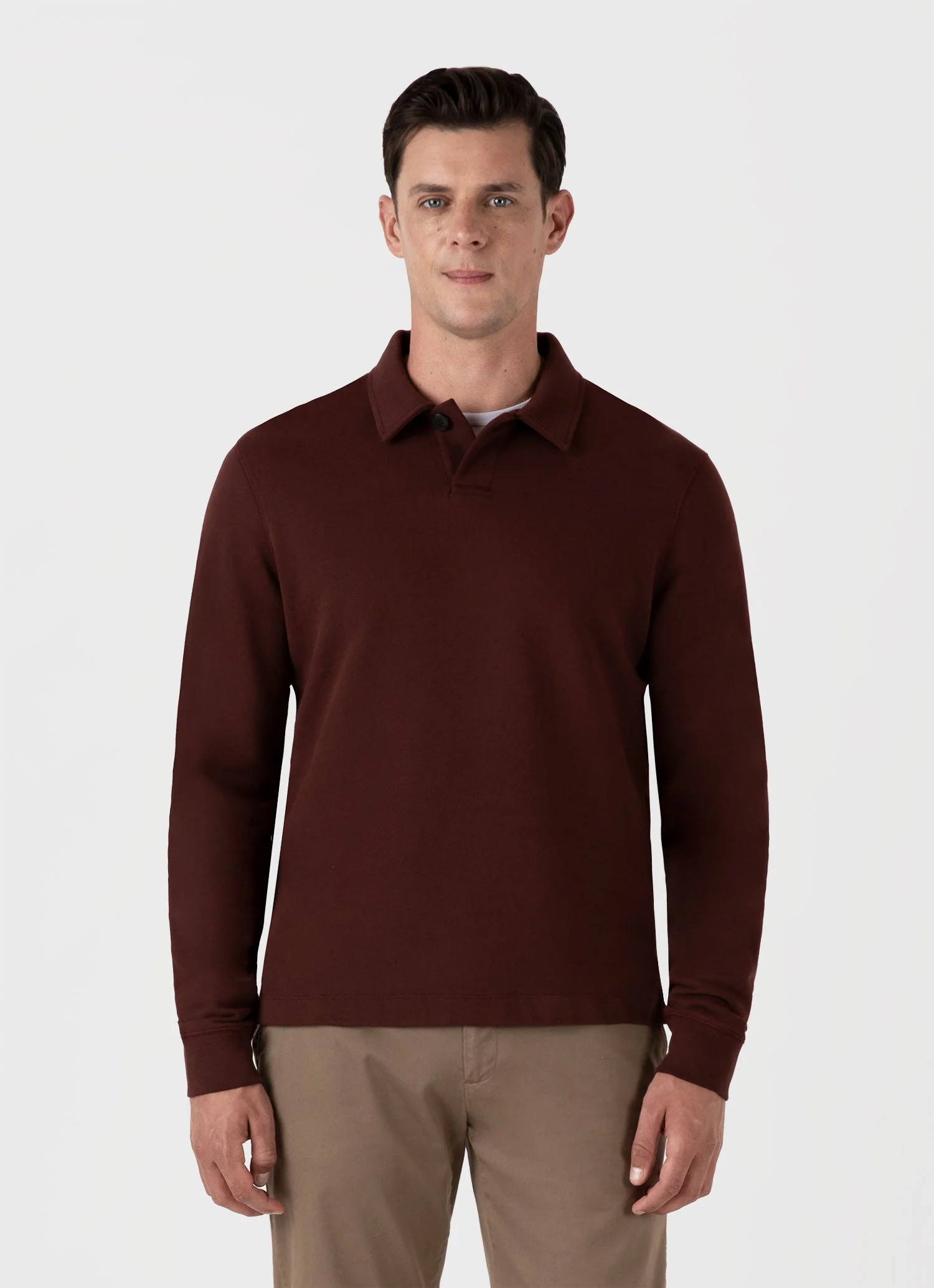 Men's Loopback Polo Sweatshirt in Raisin - Image 2