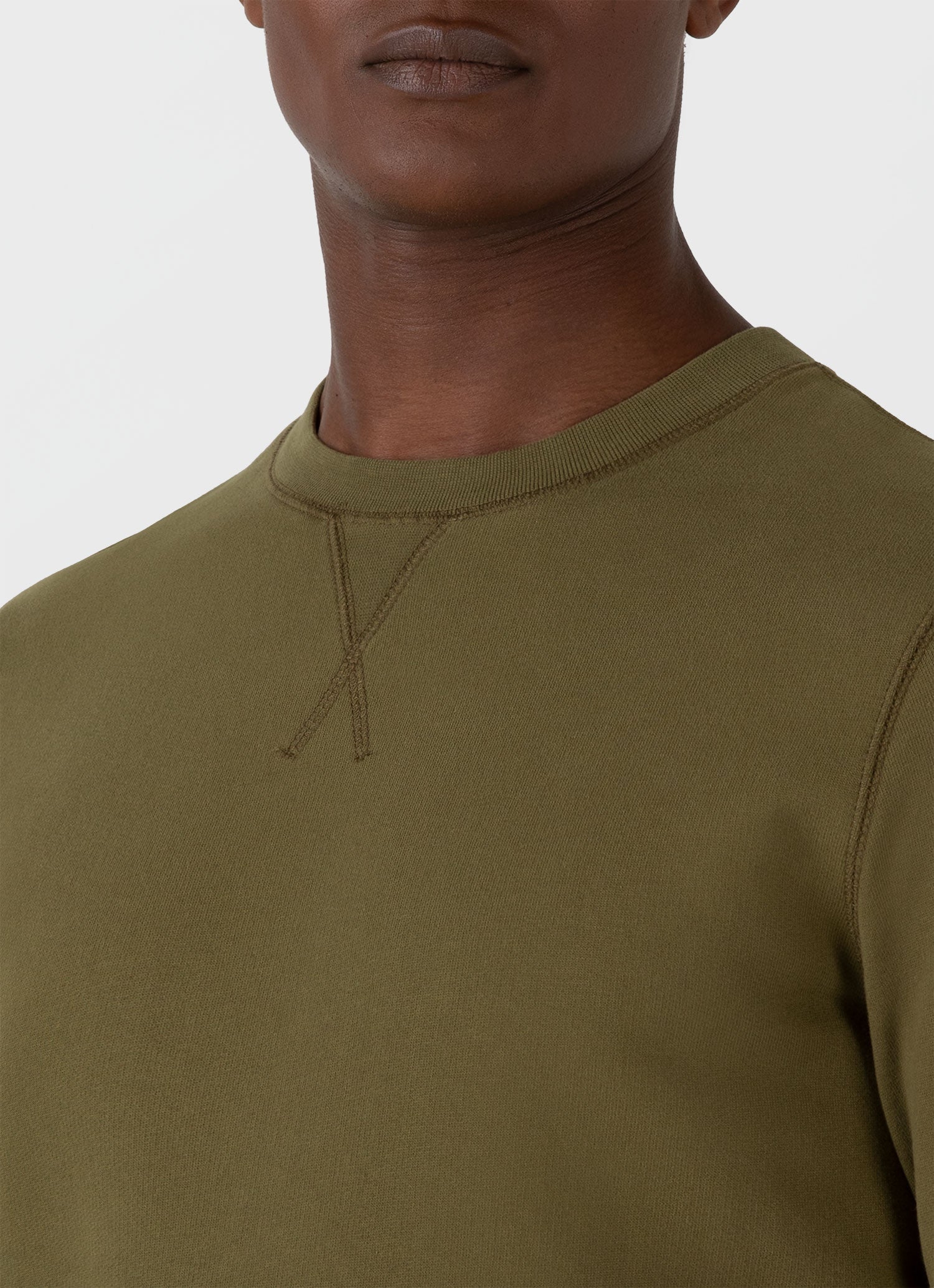 Men's Loopback Sweatshirt in Olive Green - Image 6