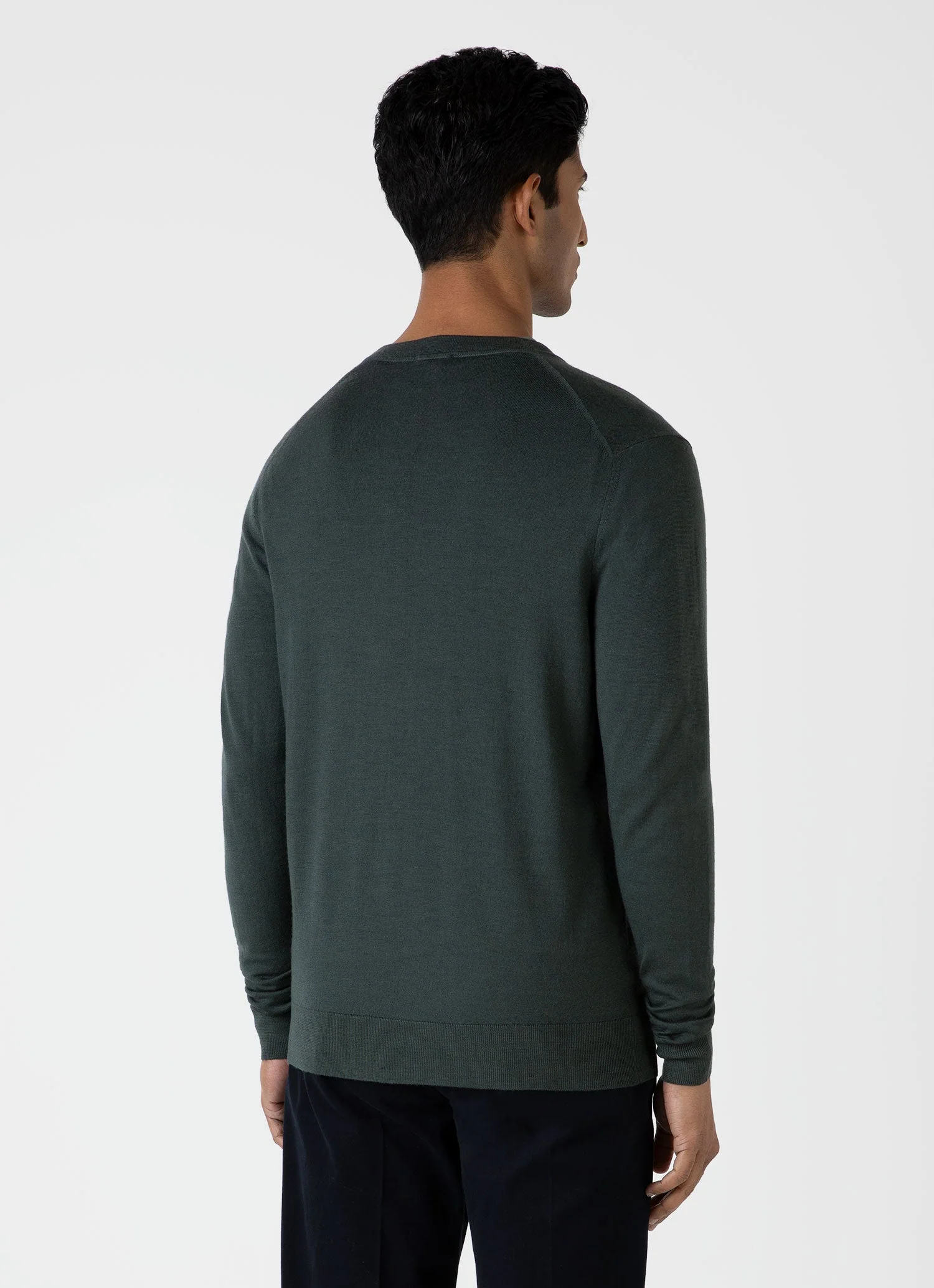 Men's Extra-Fine Merino Cardigan in Drill Green - Image 5