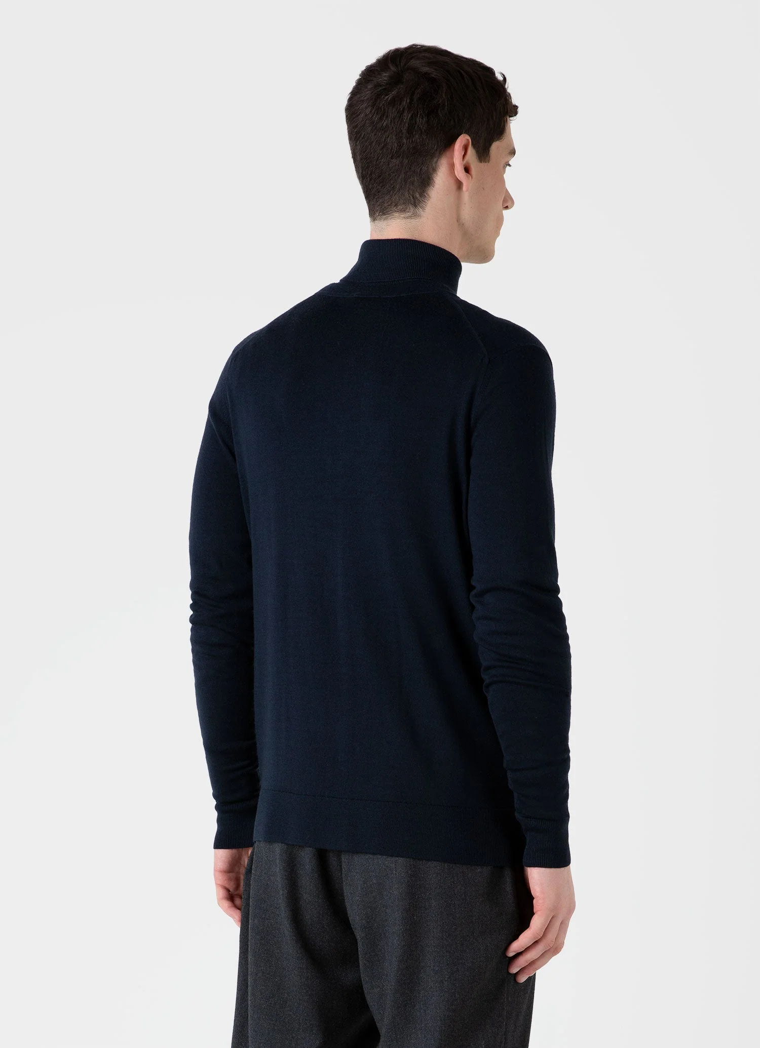 Men's Extra-Fine Merino Cardigan in Light Navy - Image 5