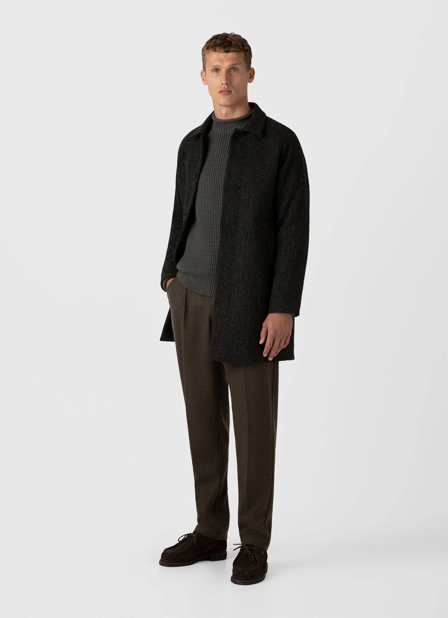 Men's Merino Fisherman Jumper in Khaki - Image 3