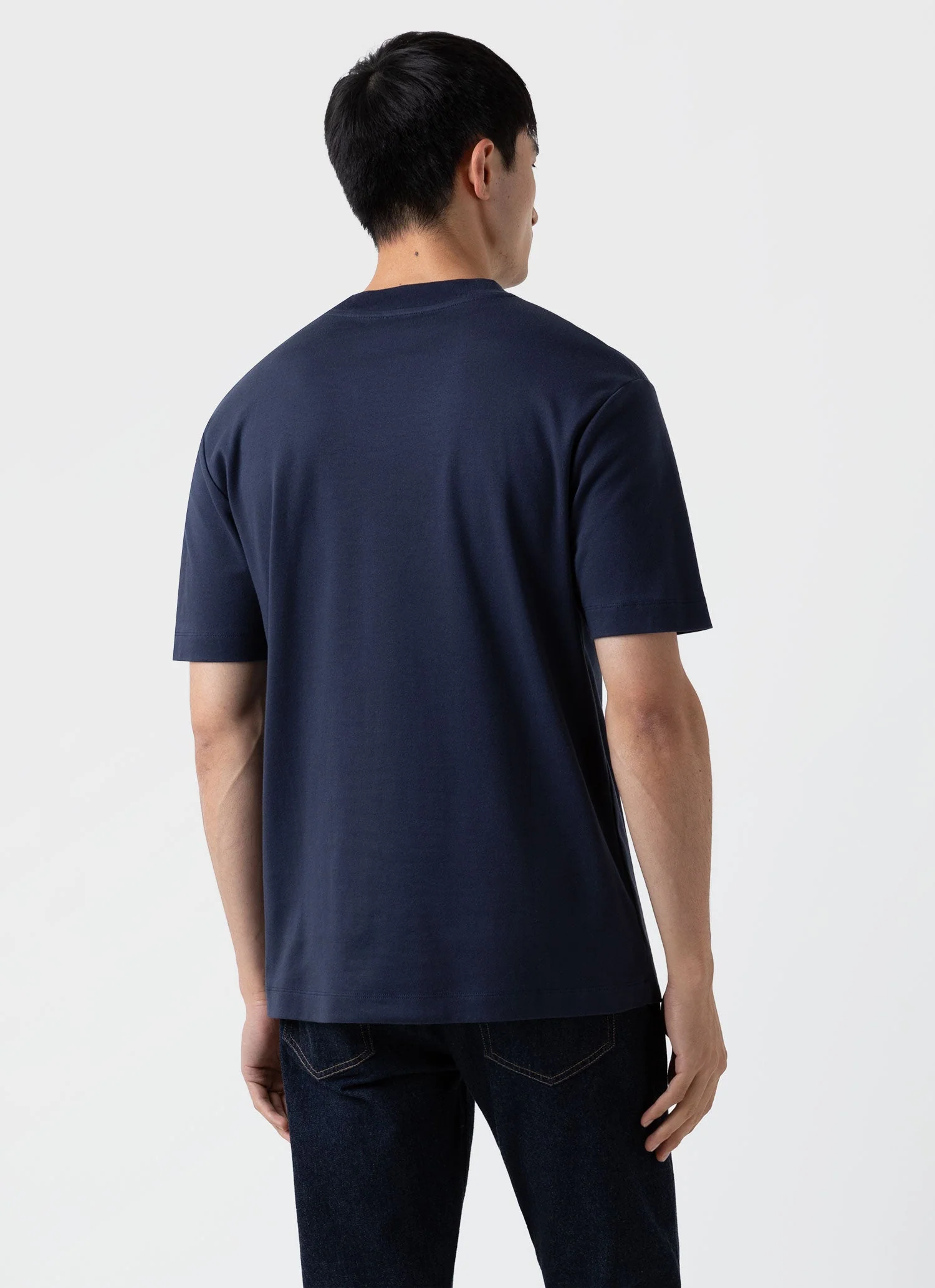 Men's Brushed Cotton Mock Neck in Navy - Image 4