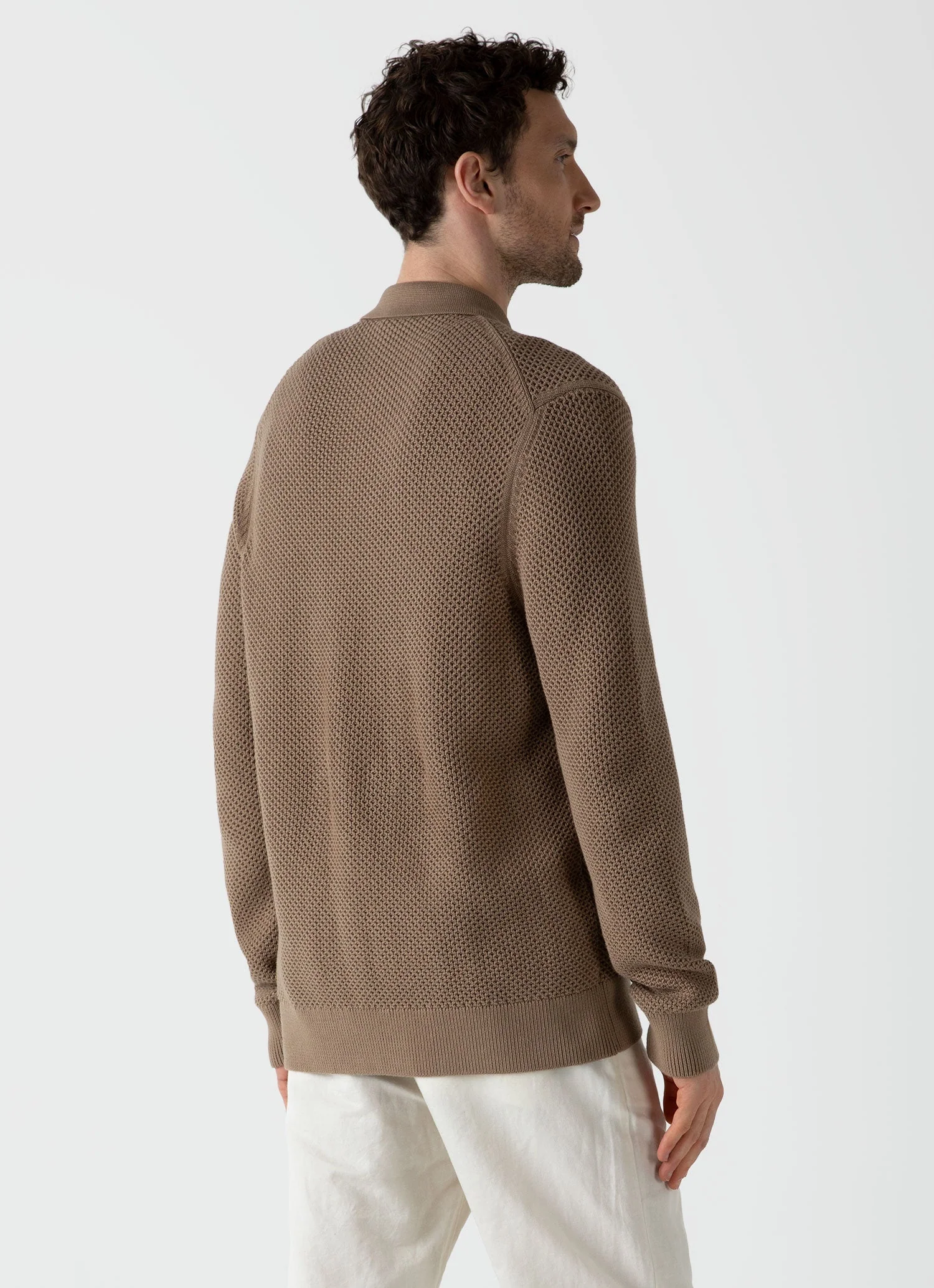 Men's Mr Porter Mesh Knit Jacket in Oat - Image 4