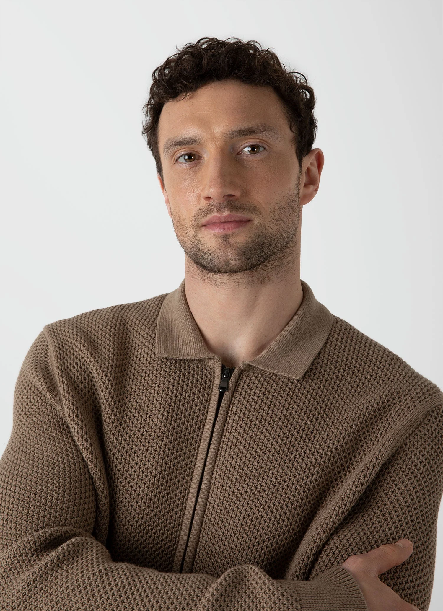 Men's Mr Porter Mesh Knit Jacket in Oat - Image 5