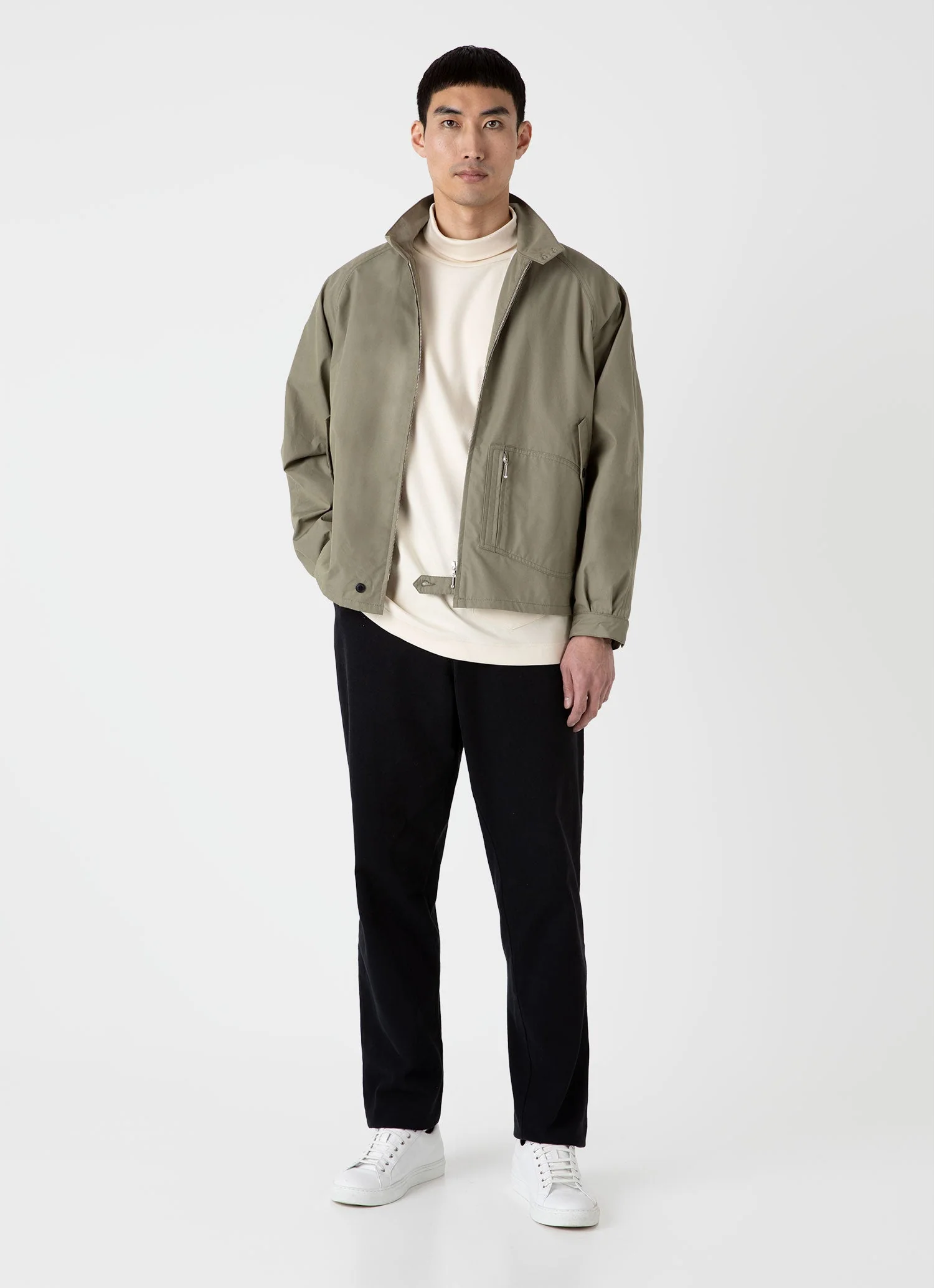Men's Sunspel x Nigel Cabourn Carbon Brushed Roll Neck in Undyed - Image 3