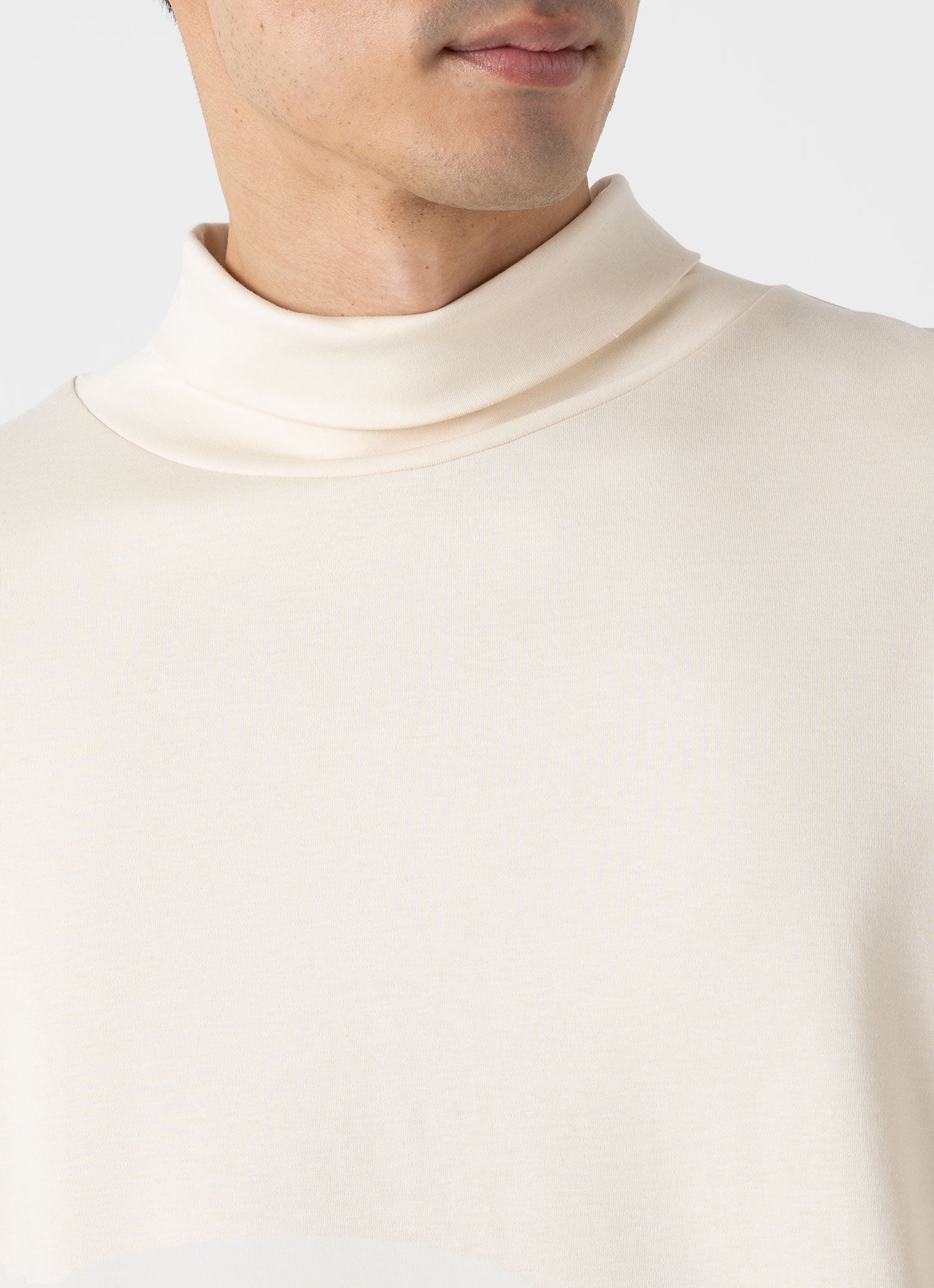 Men's Sunspel x Nigel Cabourn Carbon Brushed Roll Neck in Undyed - Image 6