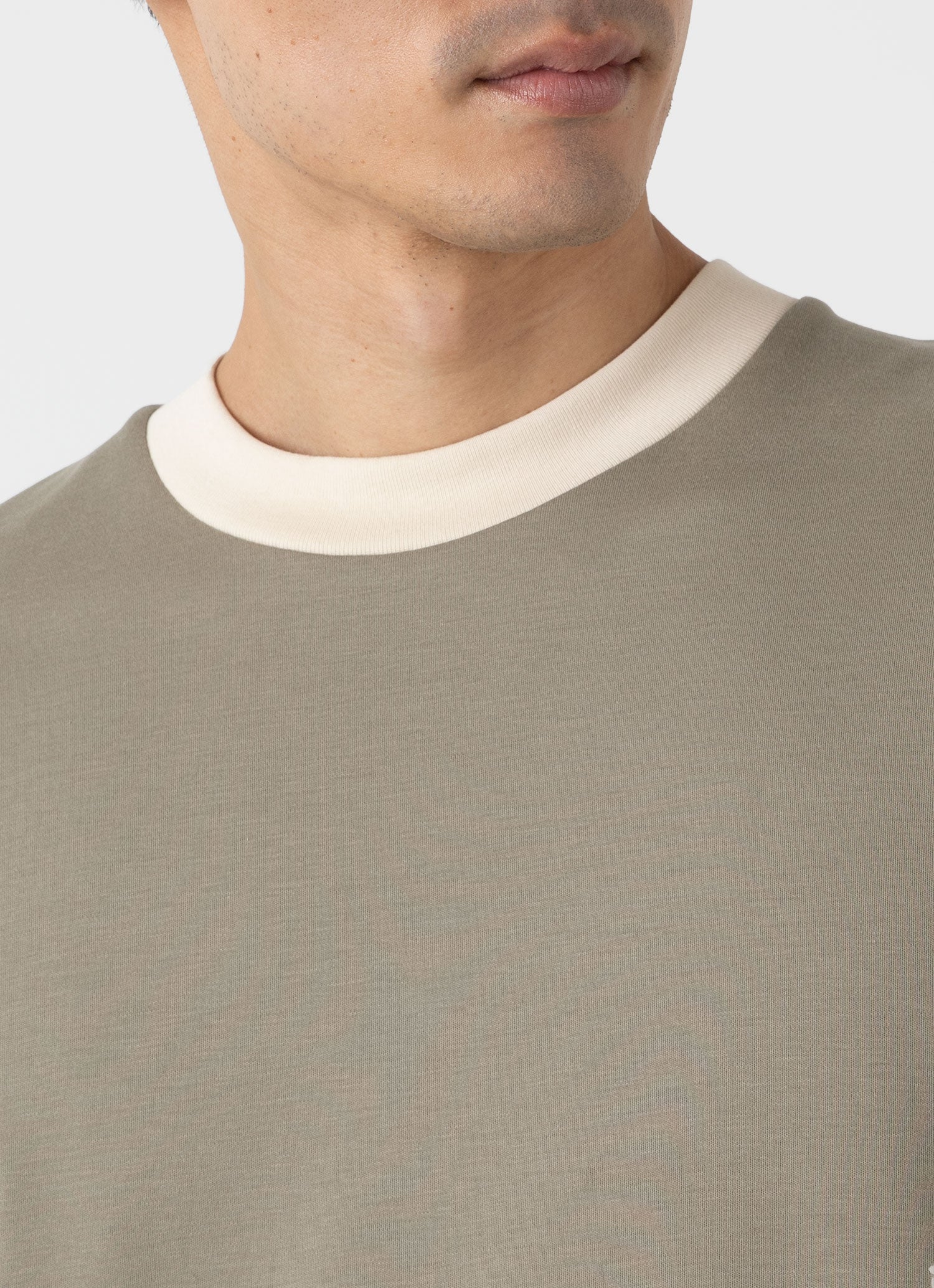 Men's Sunspel x Nigel Cabourn Carbon Brushed T-shirt in Earth - Image 6