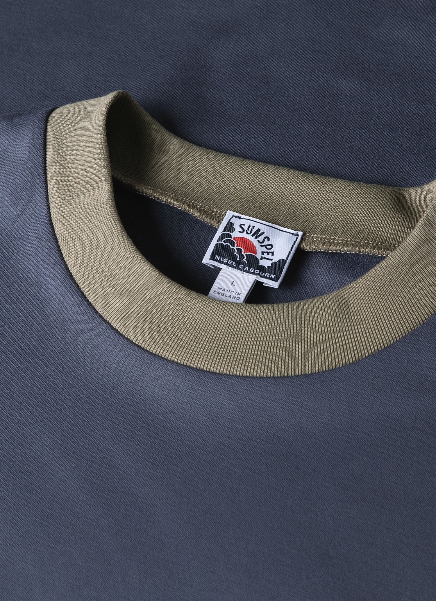 Men's Sunspel x Nigel Cabourn Carbon Brushed T-shirt in Slate Blue - Image 4