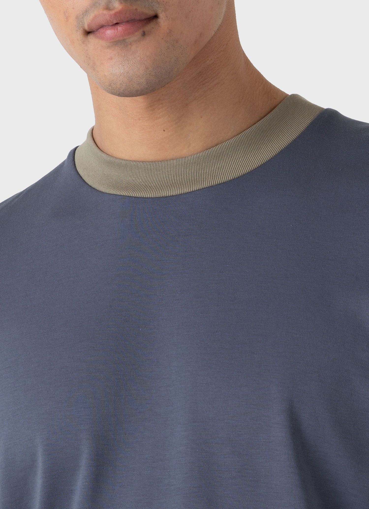 Men's Sunspel x Nigel Cabourn Carbon Brushed T-shirt in Slate Blue - Image 6