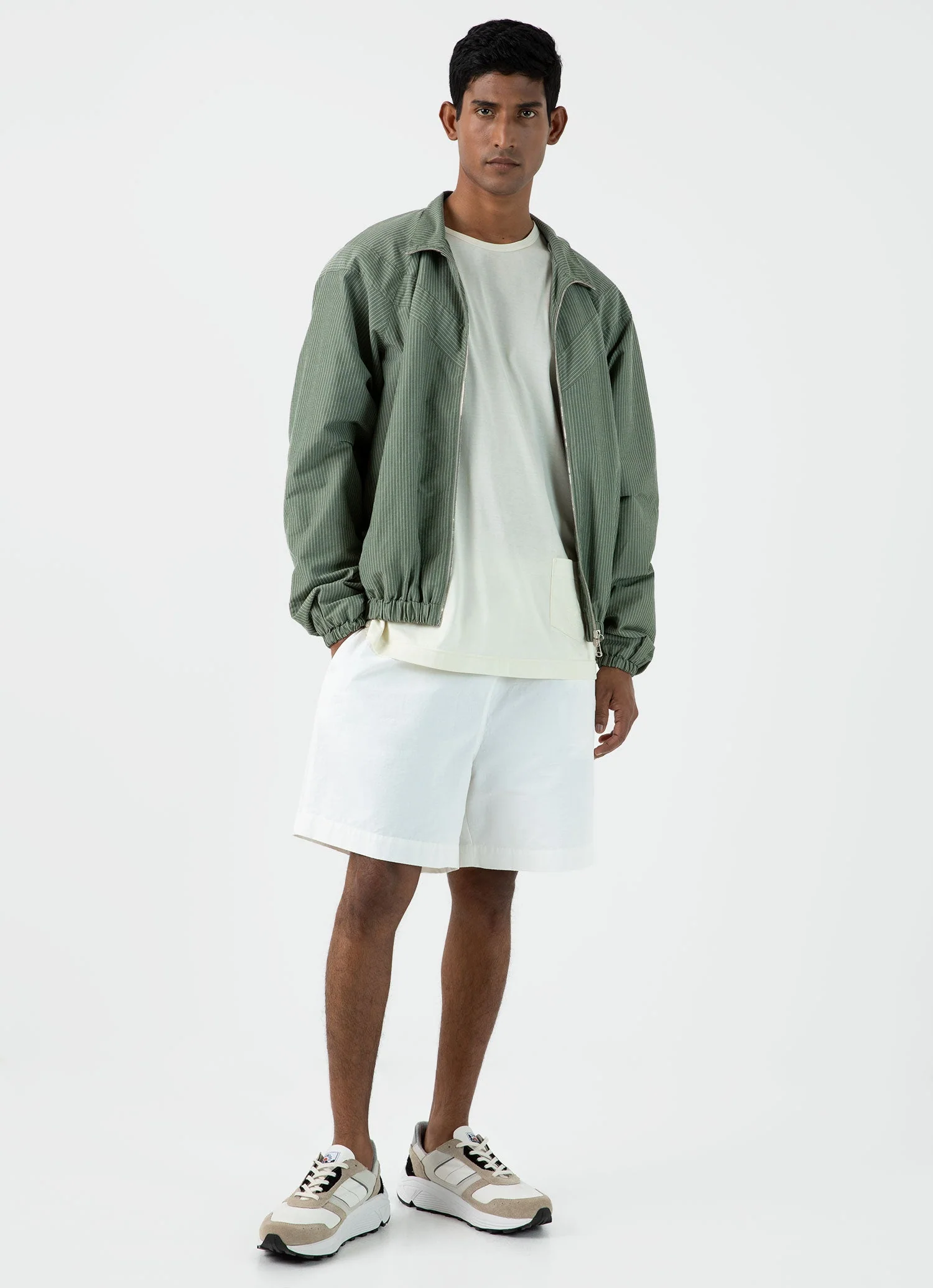 Men's Sunspel x Nigel Cabourn Long Sleeve T-shirt in Stone White - Image 3