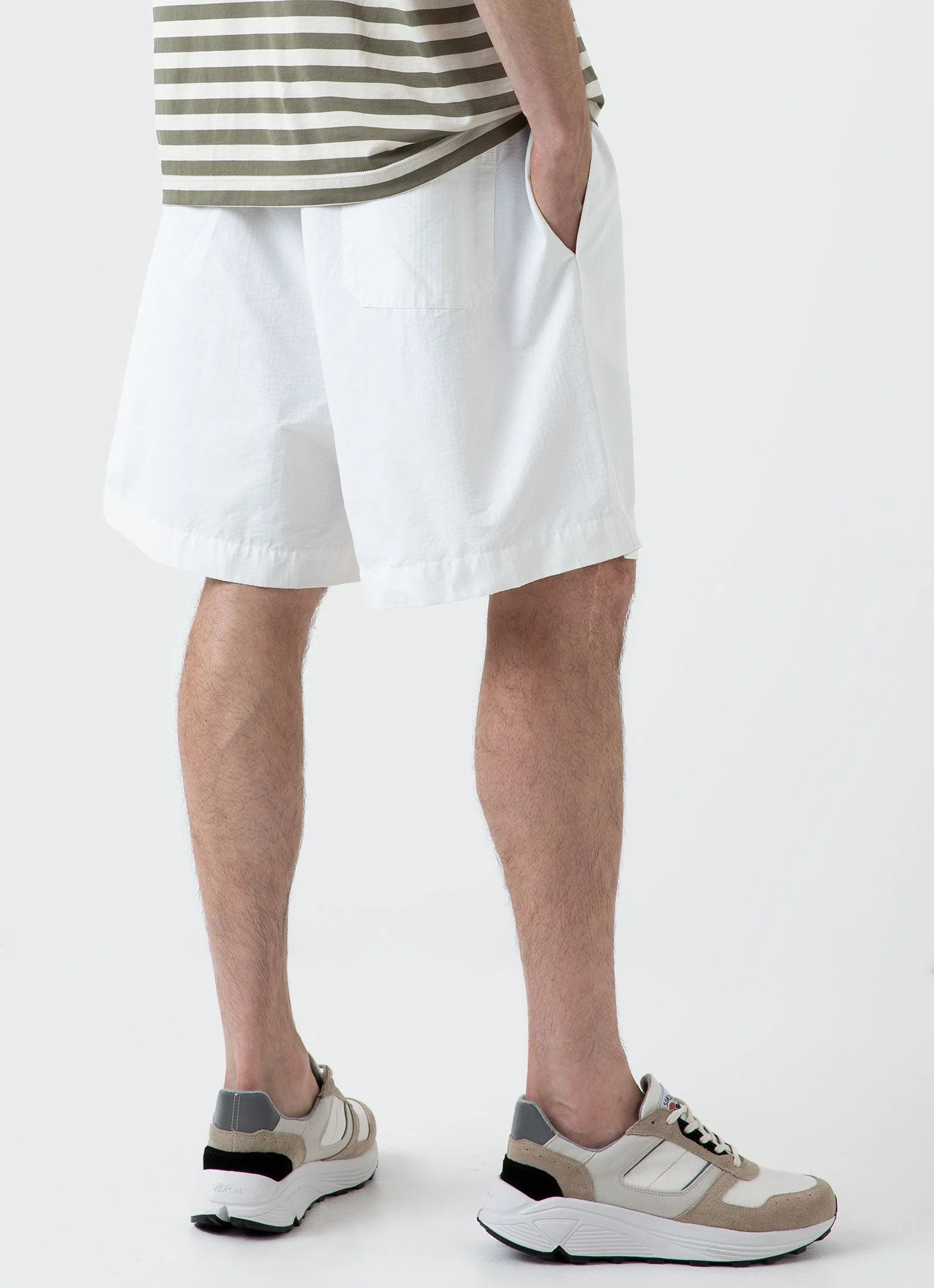 Men's Sunspel x Nigel Cabourn Ripstop Army Short in Off White - Image 5