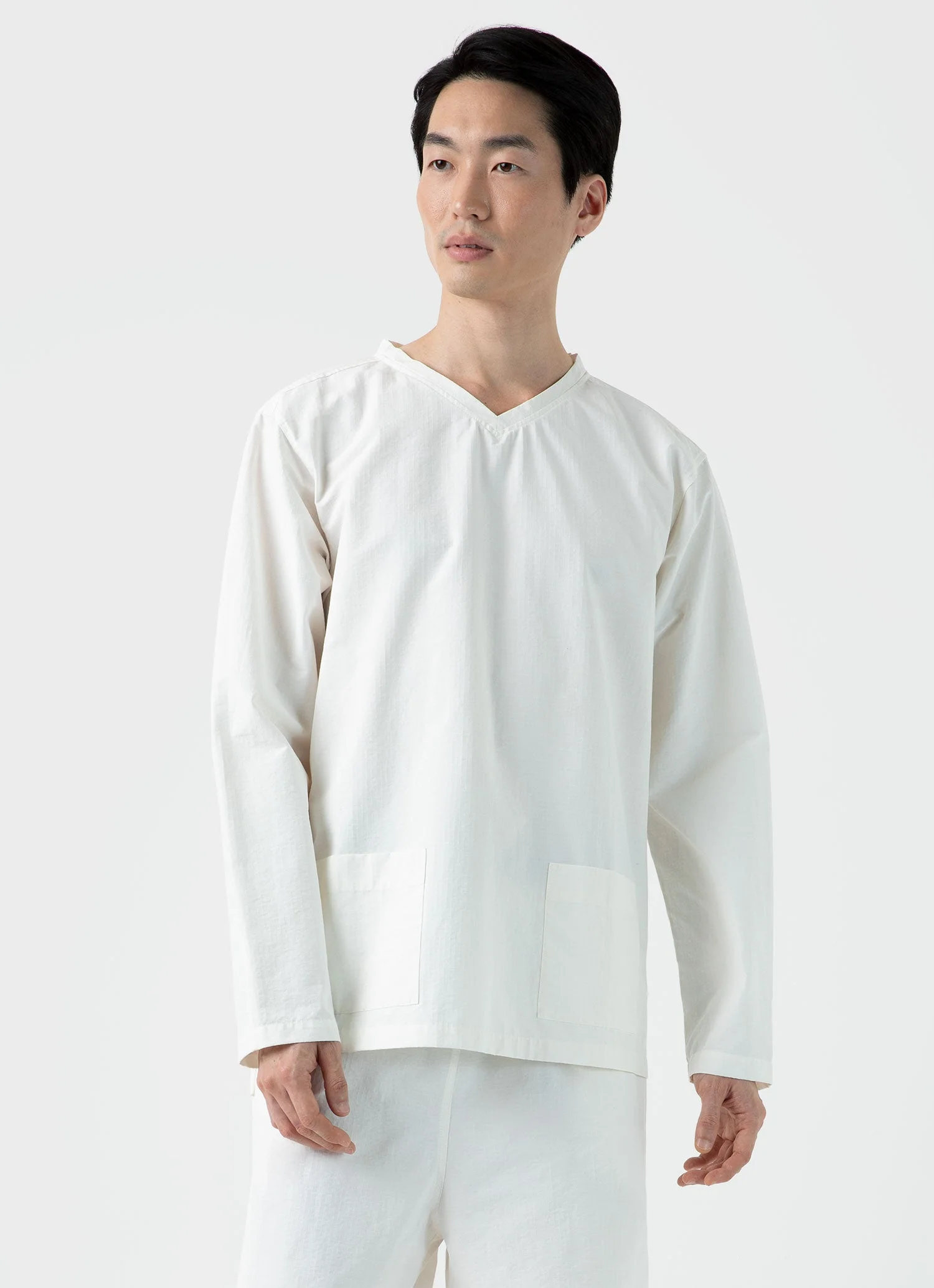 Men's Sunspel x Nigel Cabourn Ripstop Army Smock in Off White - Image 2