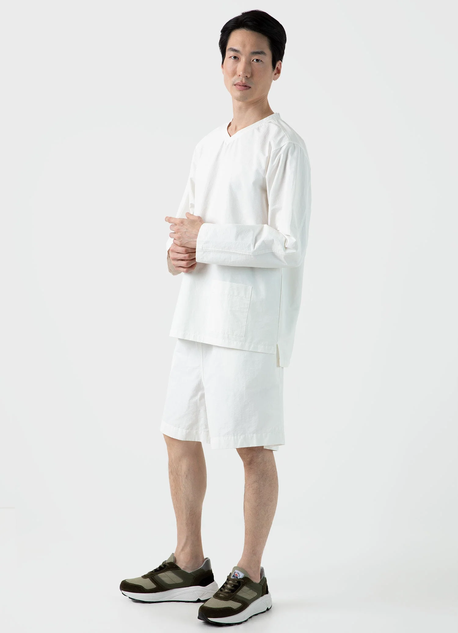 Men's Sunspel x Nigel Cabourn Ripstop Army Smock in Off White - Image 3