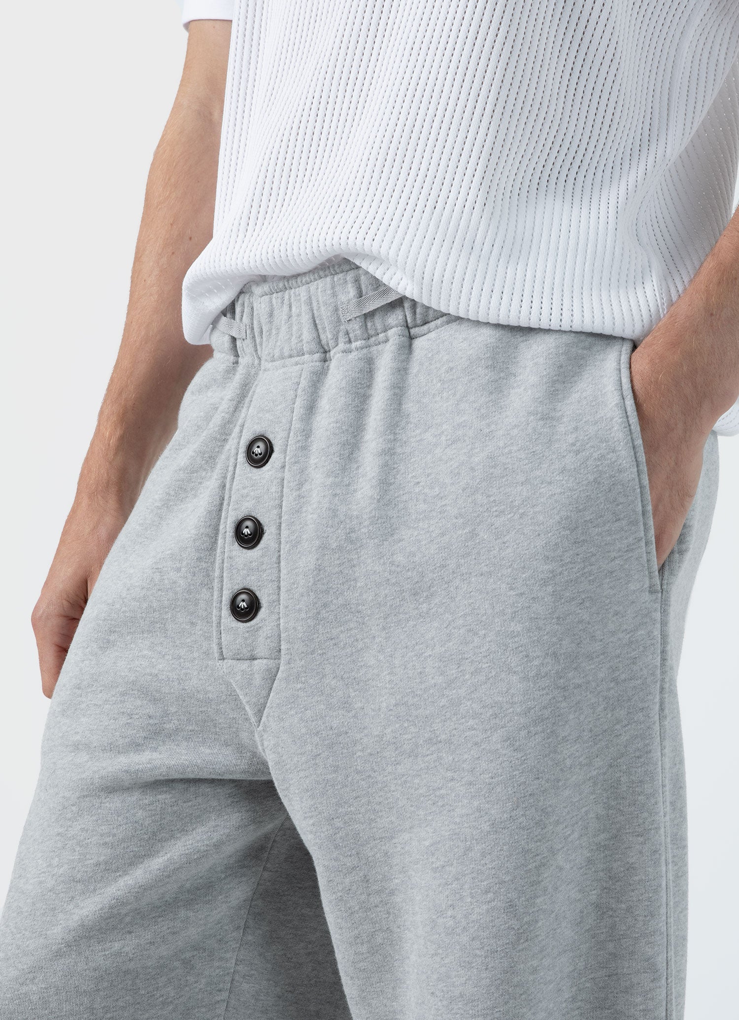 Men's Sunspel x Nigel Cabourn Sweatpant in Light Grey Melange - Image 6