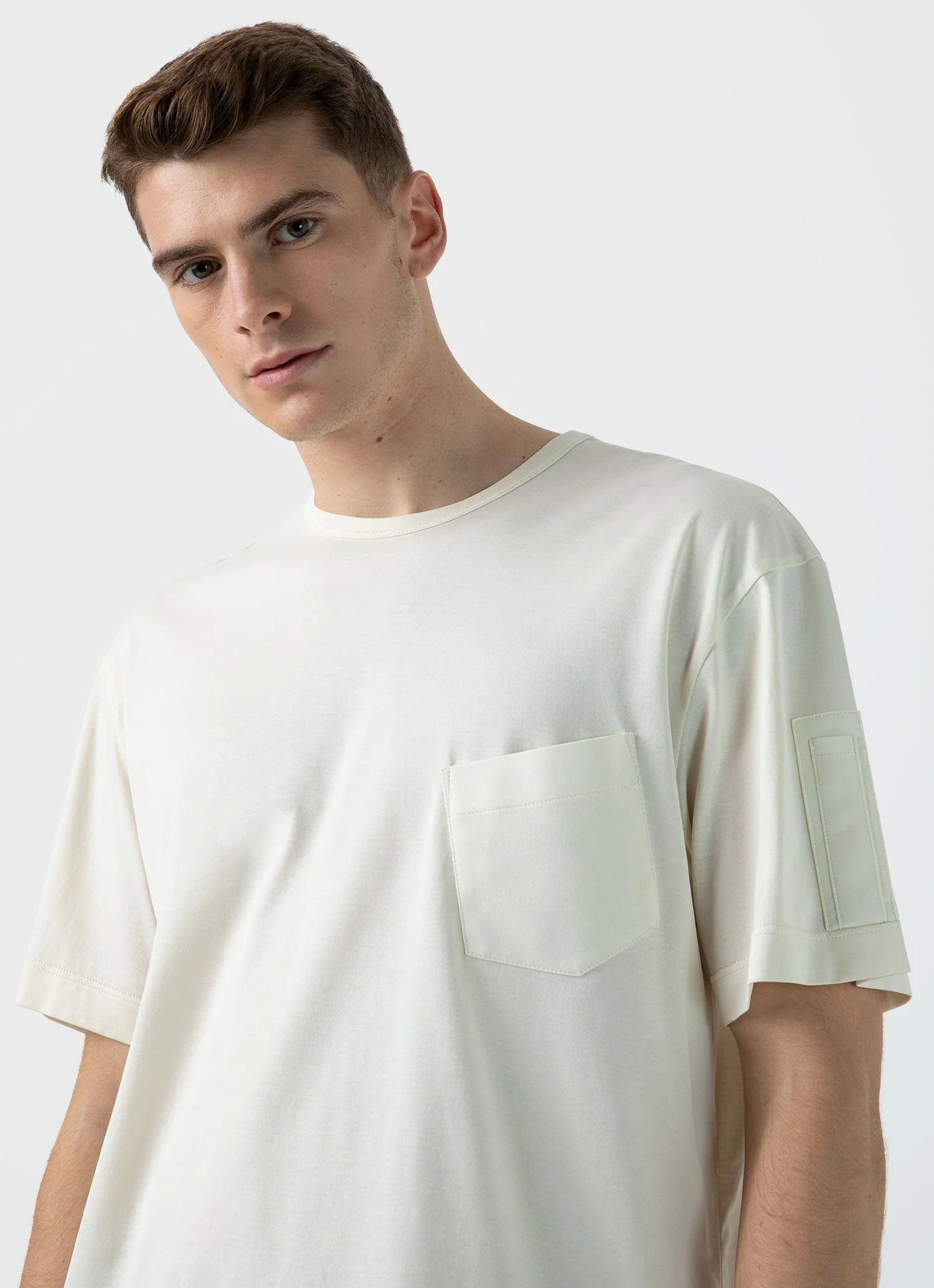 Men's Sunspel x Nigel Cabourn T-shirt in Stone White - Image 6