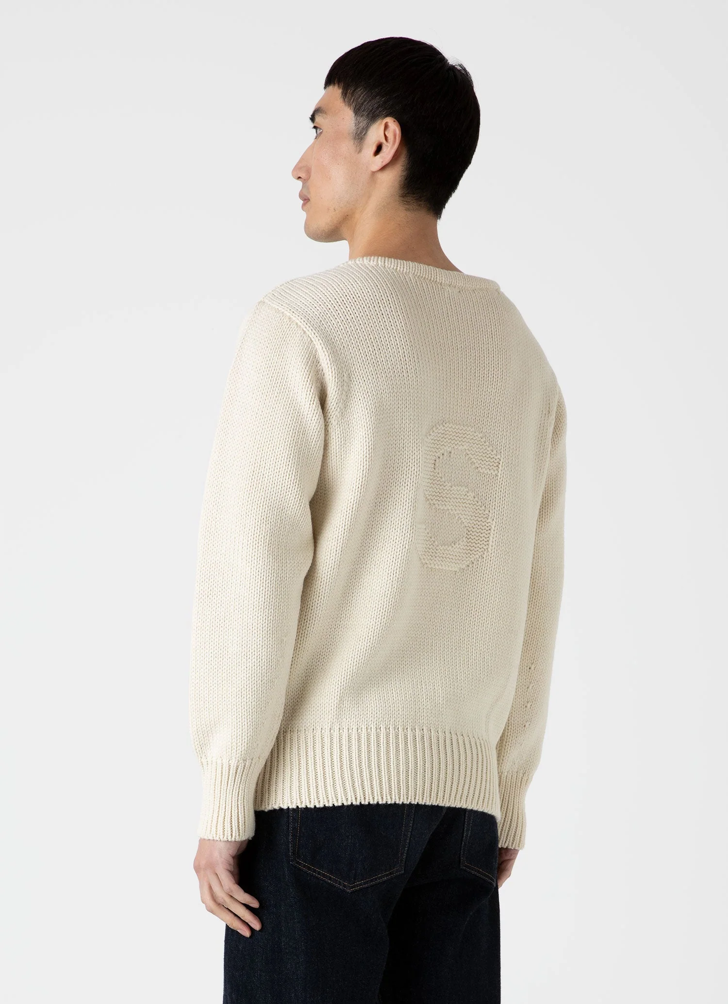 Men's Sunspel x Nigel Cabourn Wide Neck Crew in Ecru - Image 5