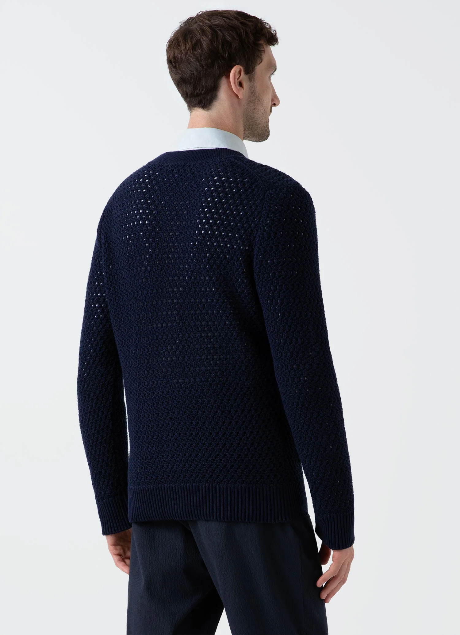 Men's Open Stitch Cardigan in Navy - Image 5
