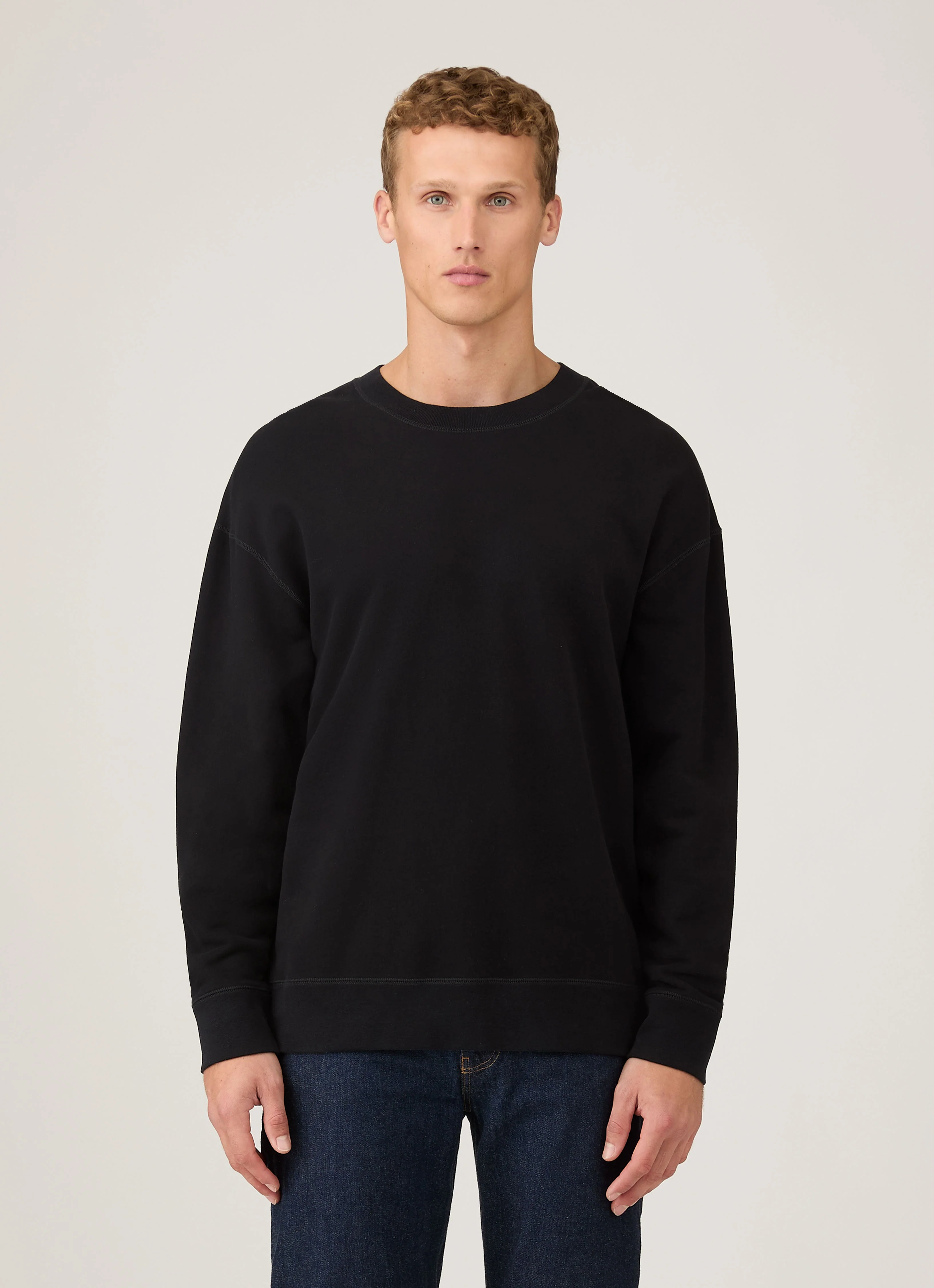 Men's Oversized Loopback Sweatshirt in Black - Image 2