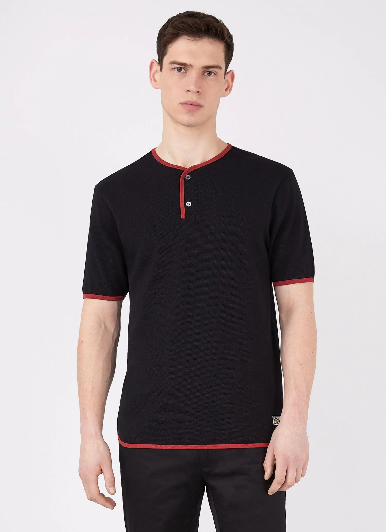 Men's Paul Weller College Henley in Black - Image 2