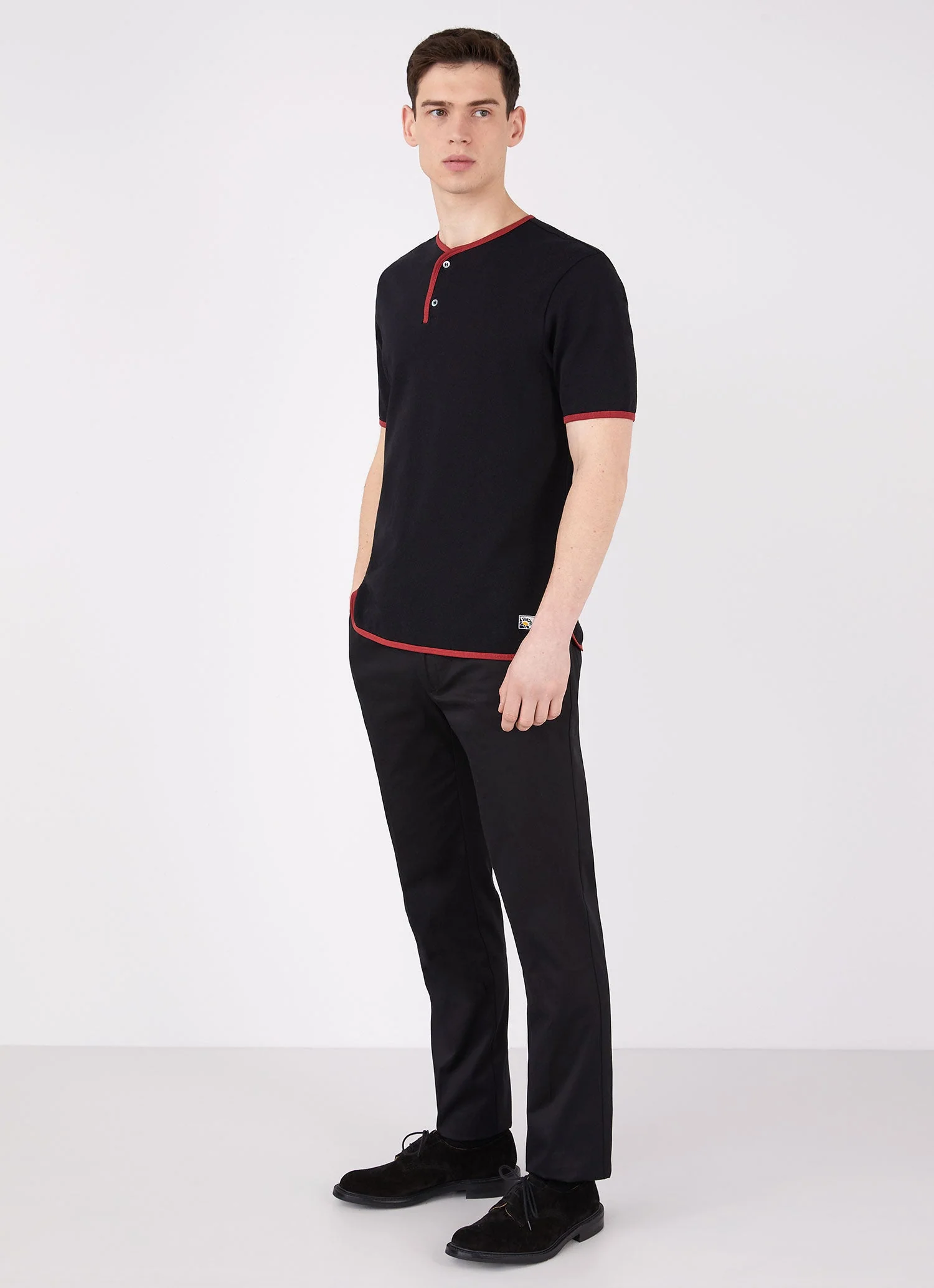 Men's Paul Weller College Henley in Black - Image 3