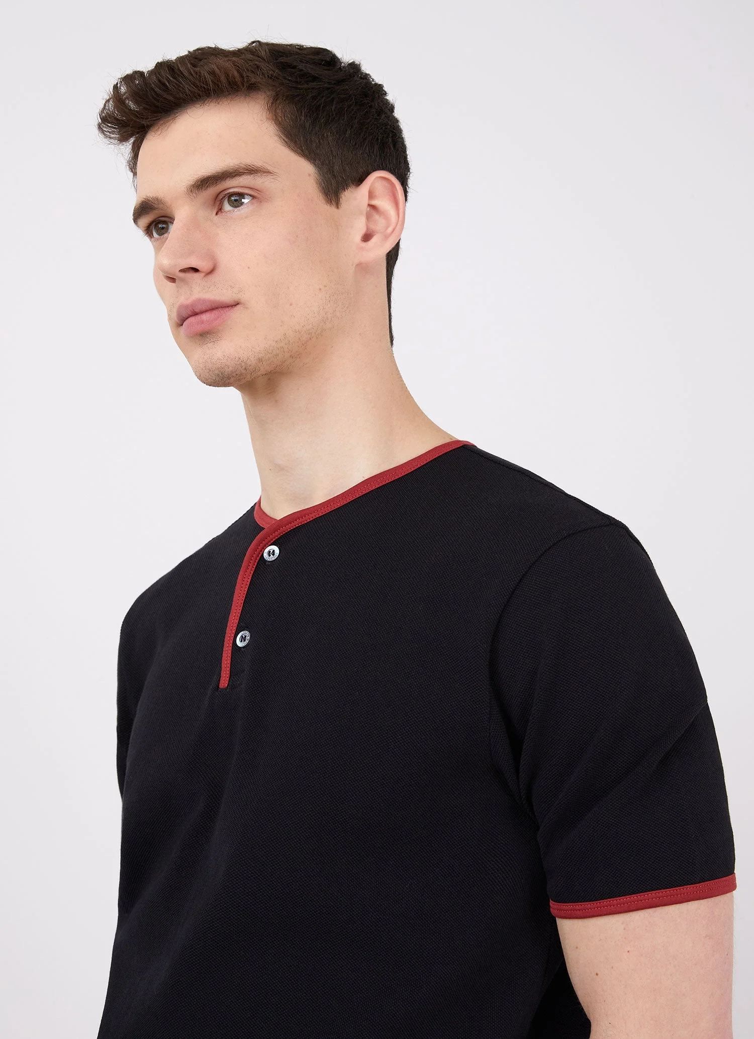 Men's Paul Weller College Henley in Black - Image 5