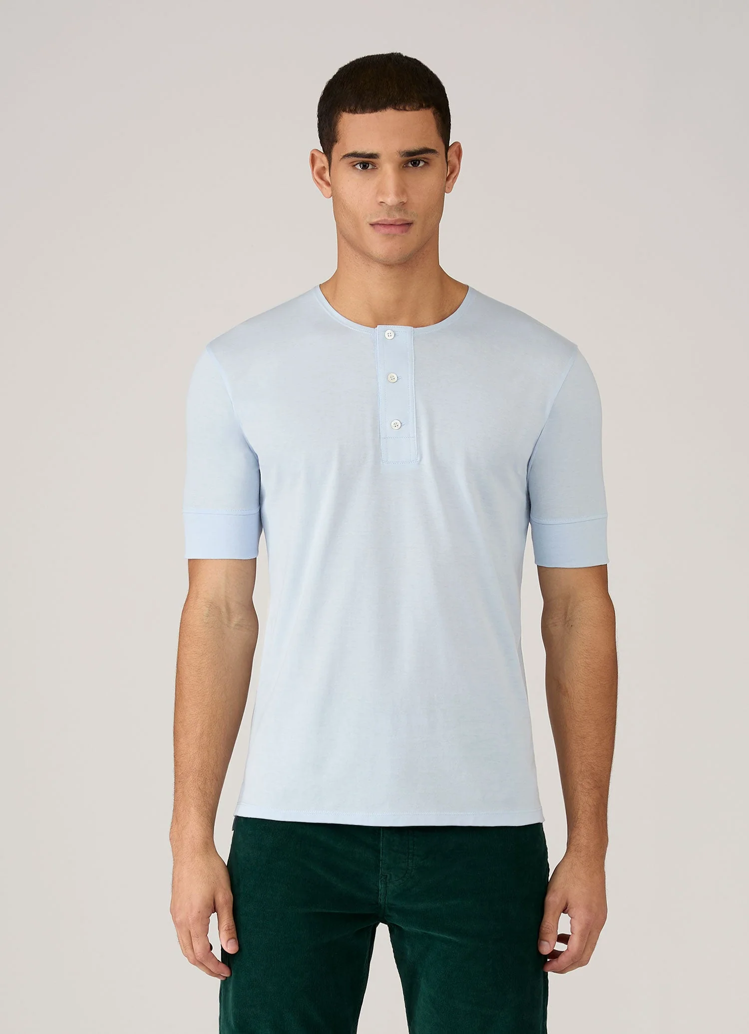 Men's Sunspel x Paul Weller Henley in Ice Blue - Image 2