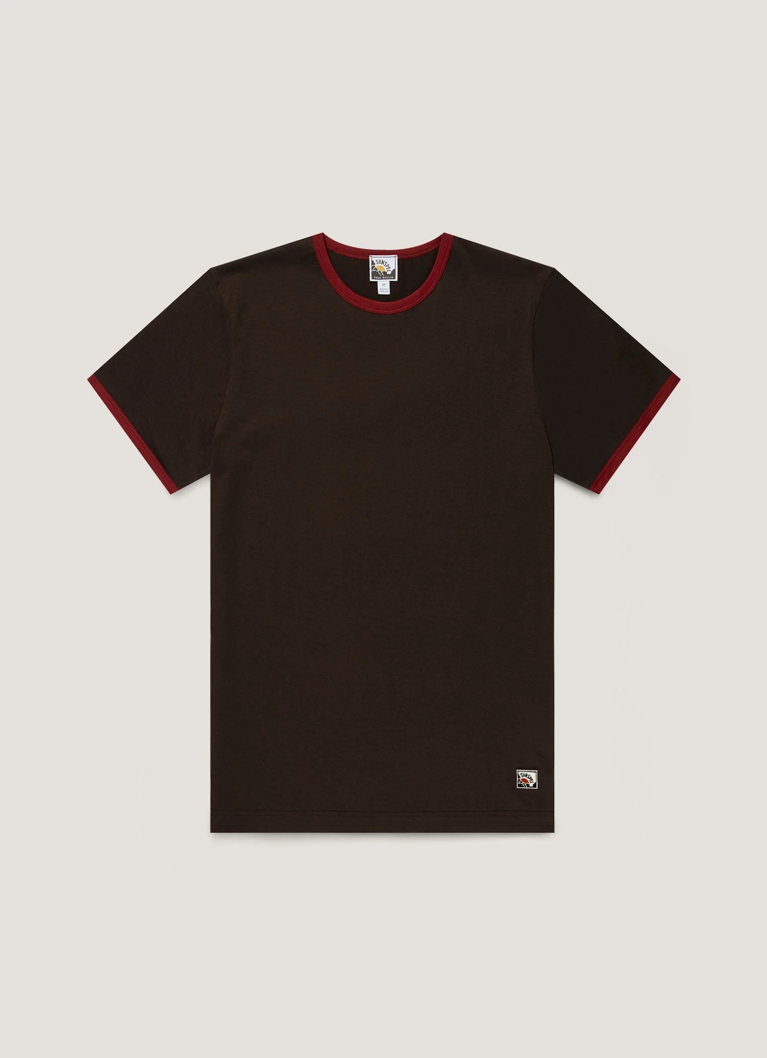 Men's Sunspel x Paul Weller Ringer T-shirt in Dark Brown