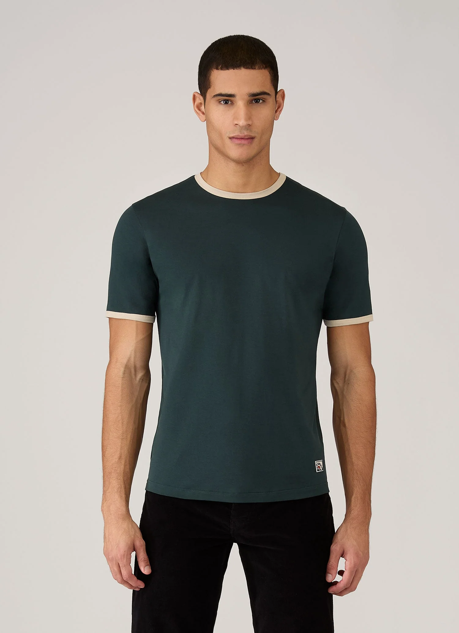 Men's Sunspel x Paul Weller Ringer T-shirt in Forest - Image 2
