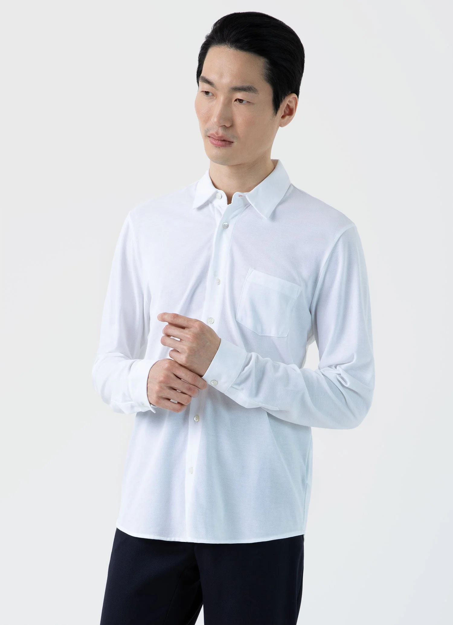 Men's Piqué Shirt in White - Image 2