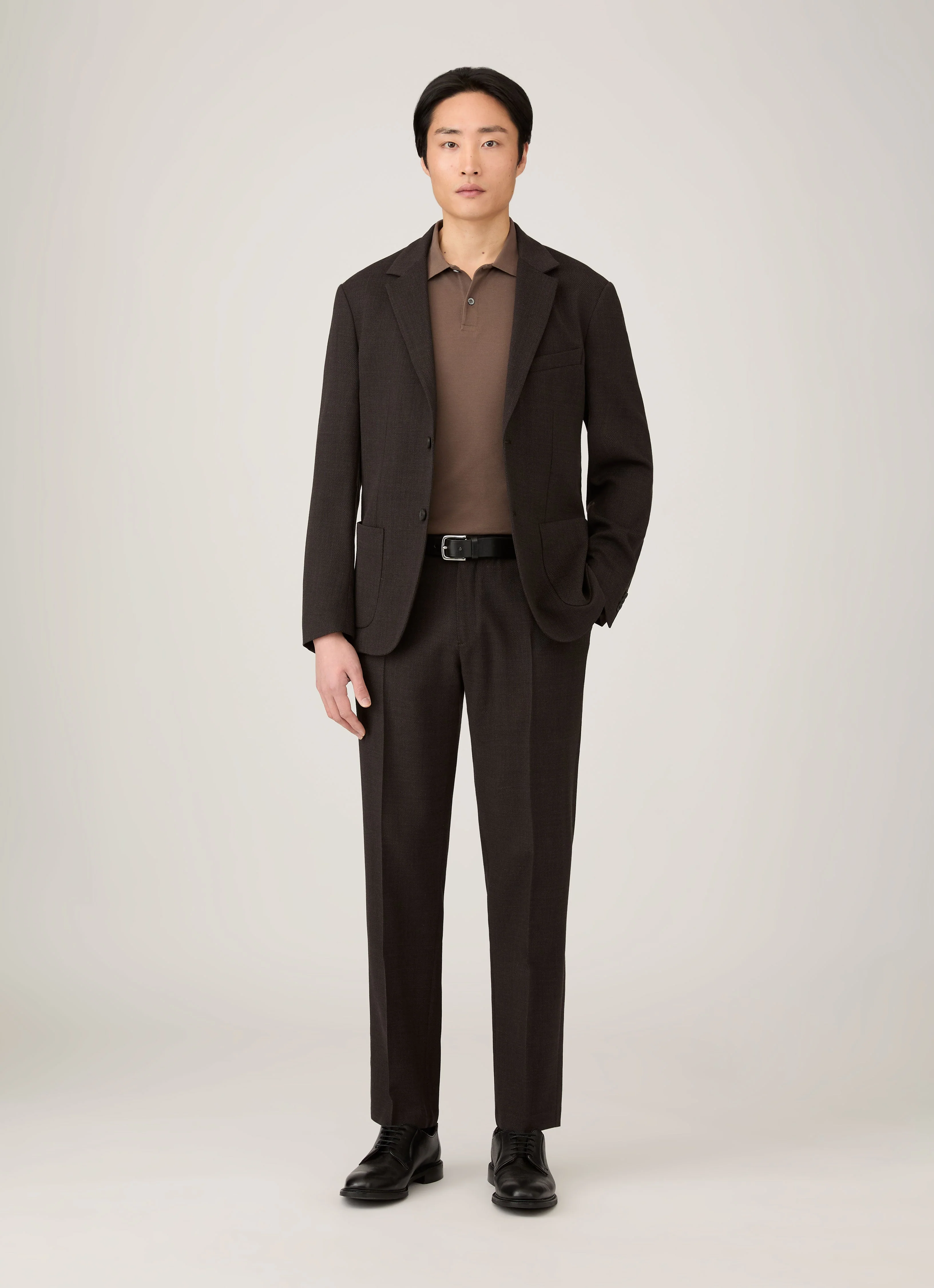 Men's Piqué Polo Shirt in Bark - Image 3