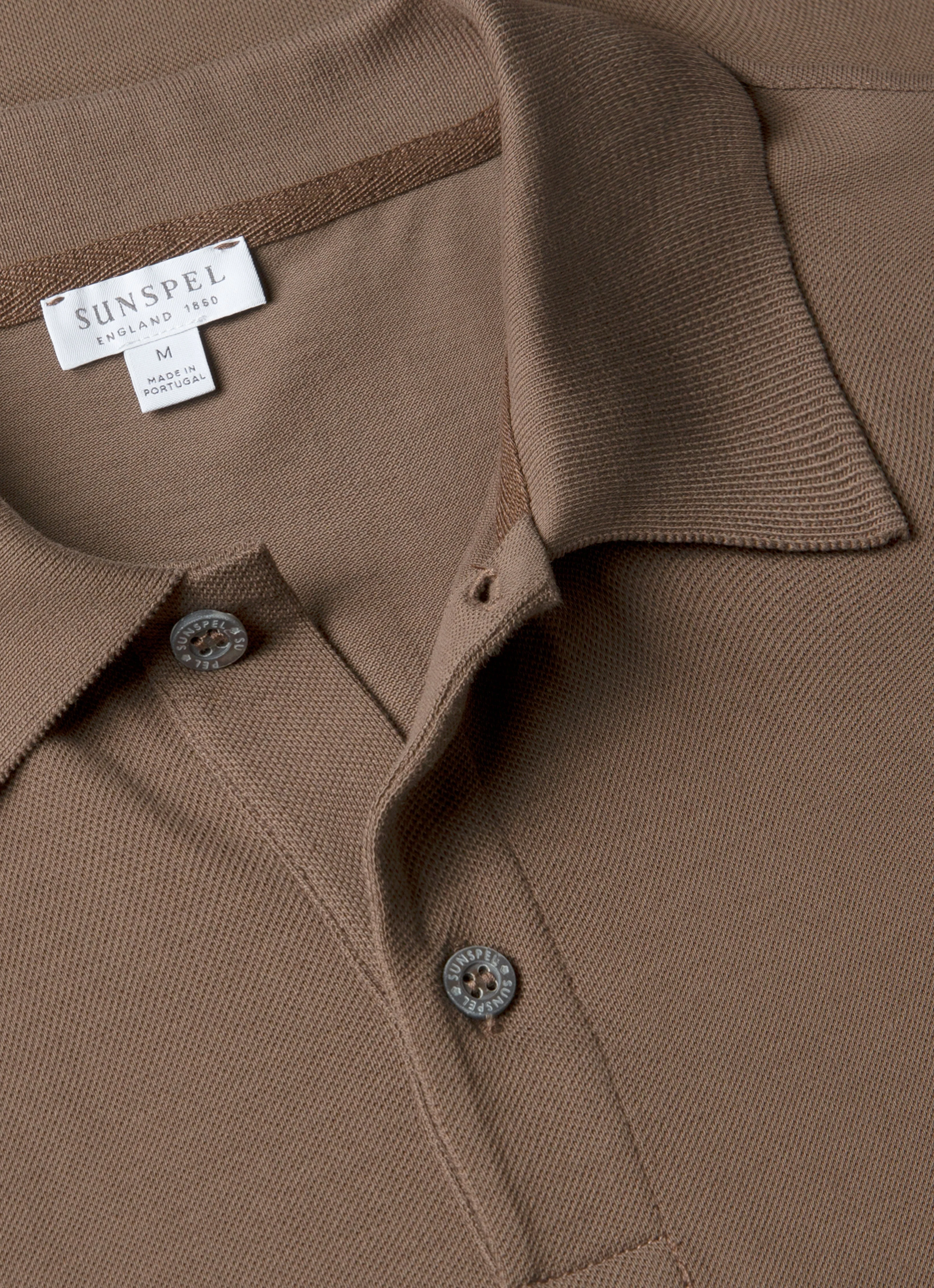 Men's Piqué Polo Shirt in Bark - Image 4